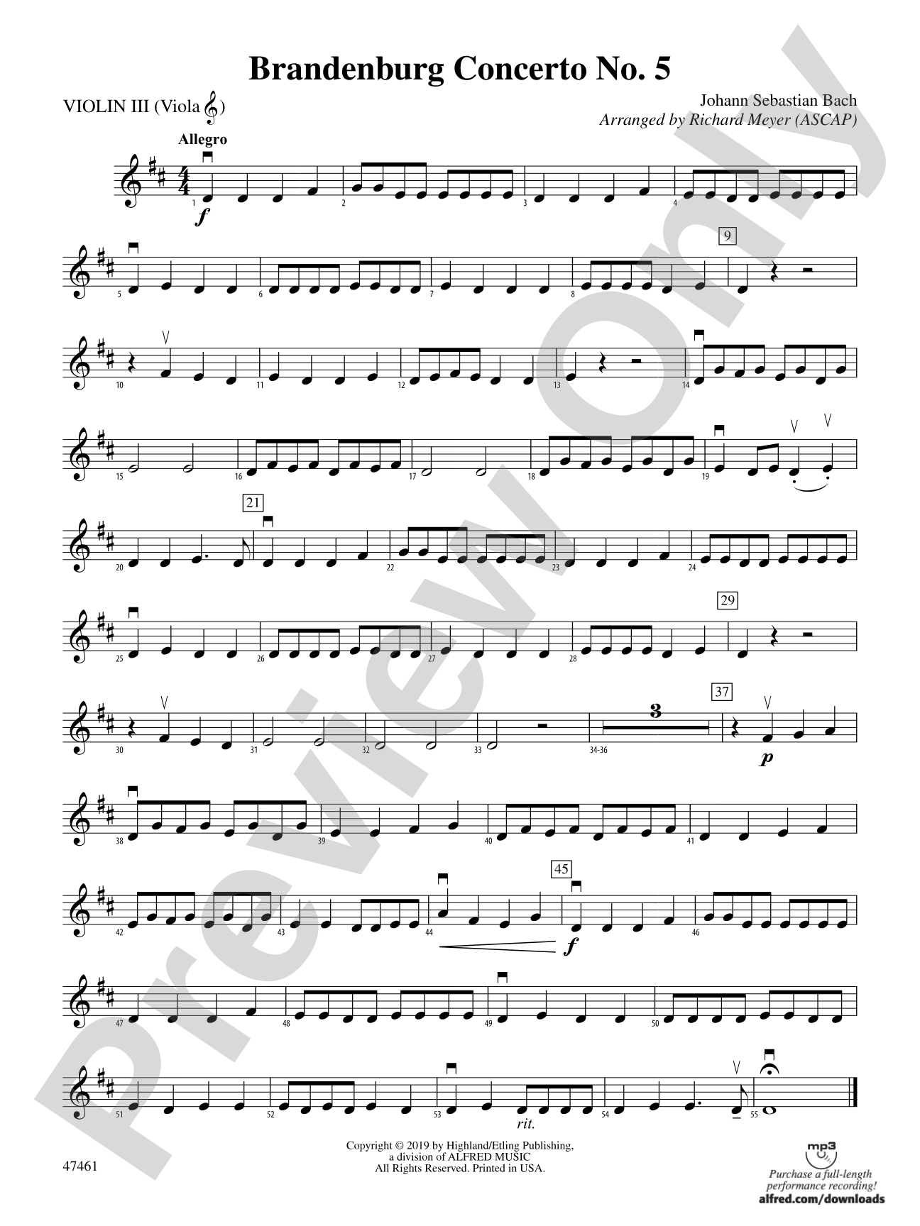 Brandenburg Concerto No. 5: 3rd Violin (Viola [TC])