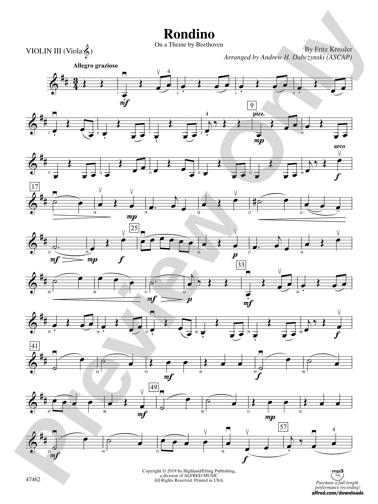 Rondino: 3rd Violin (Viola [TC])