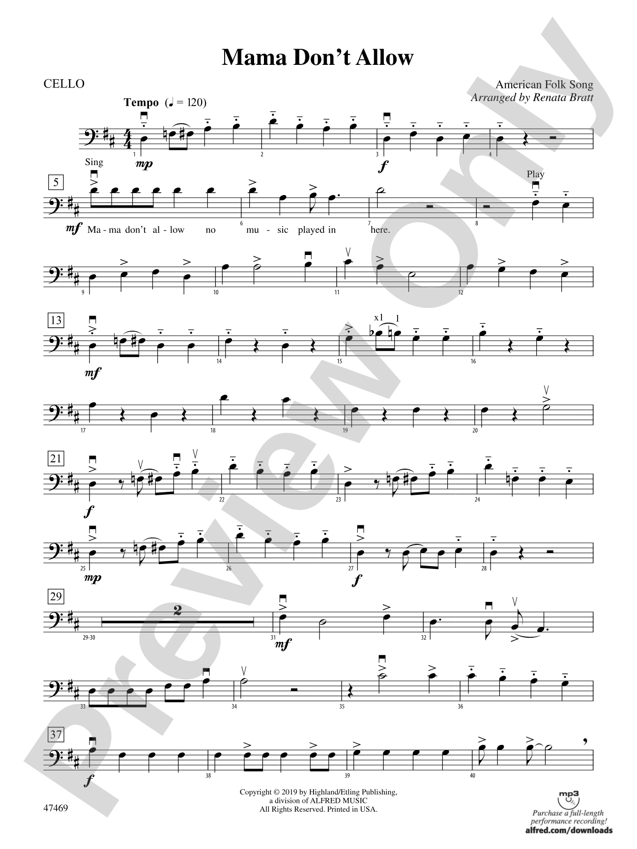 Mama Don't Allow: Cello