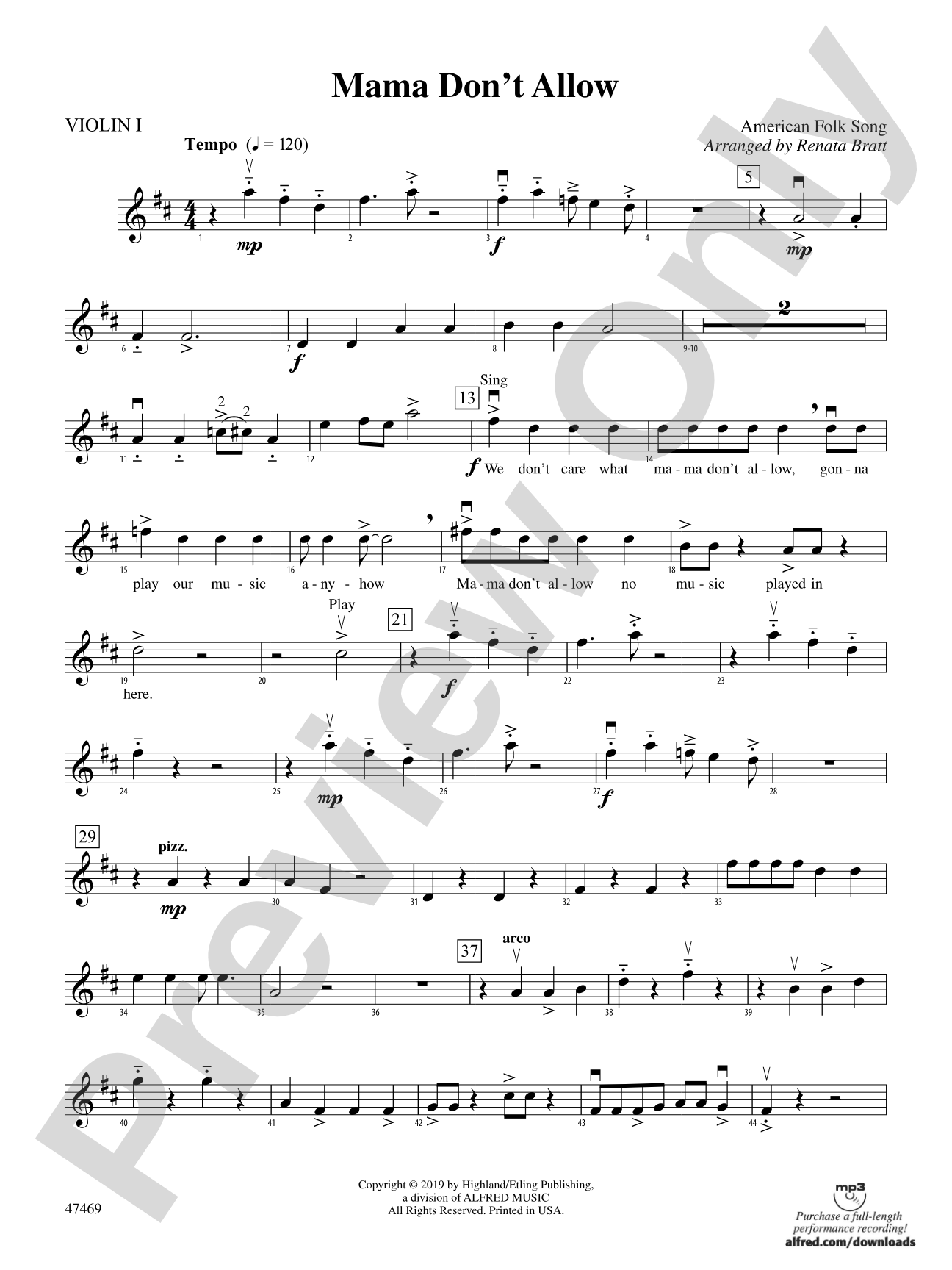 Mama Don't Allow: 1st Violin
