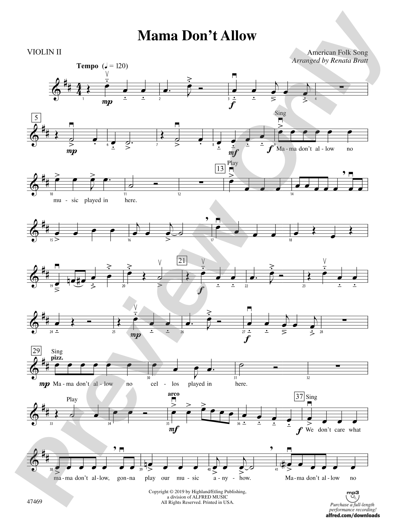 Mama Don't Allow: 2nd Violin