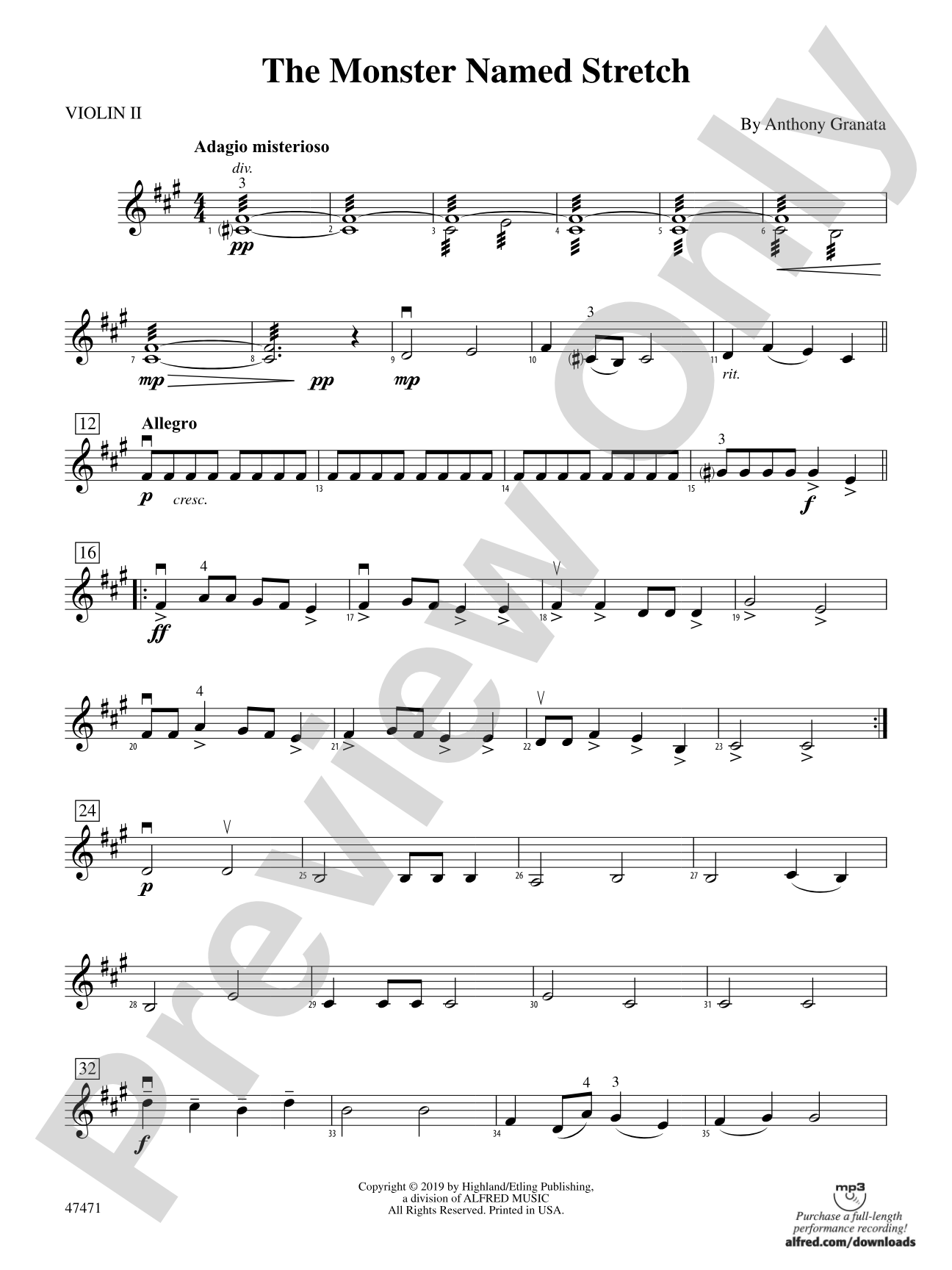 The Monster Named Stretch: 2nd Violin