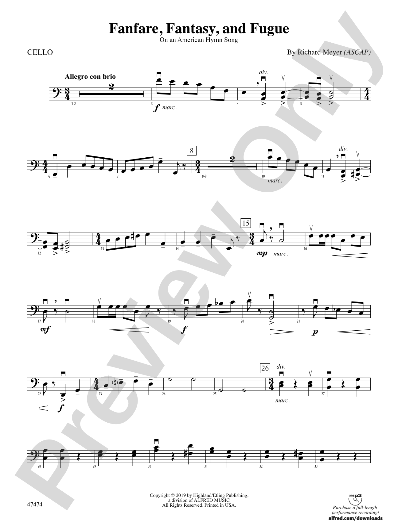 Fanfare, Fantasy, and Fugue: Cello