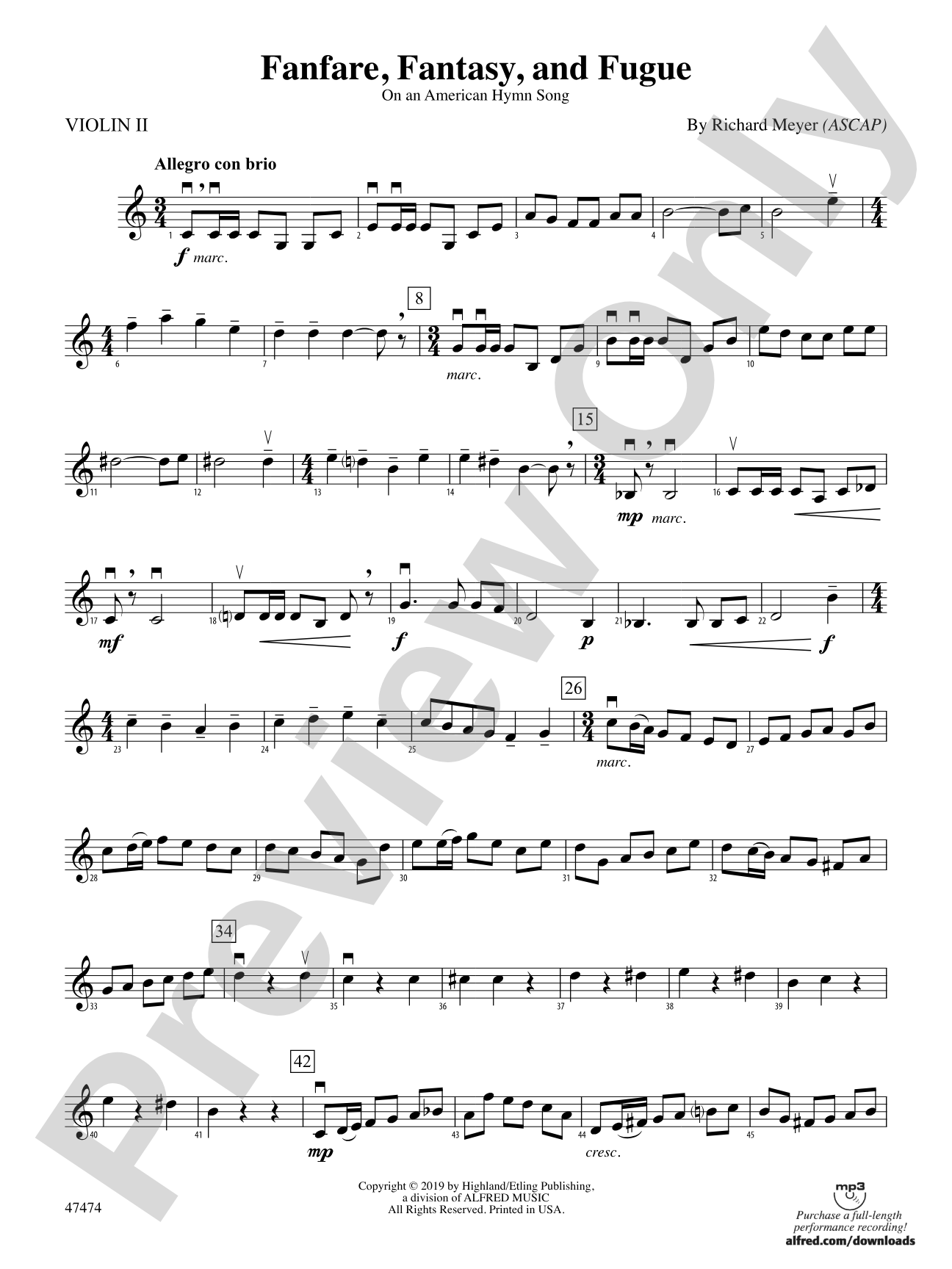 Fanfare, Fantasy, and Fugue: 2nd Violin