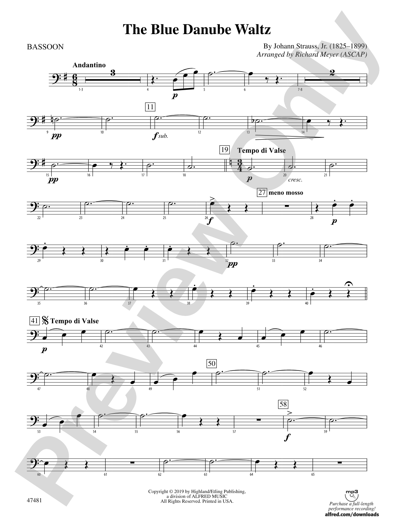 The Blue Danube Waltz: Bassoon