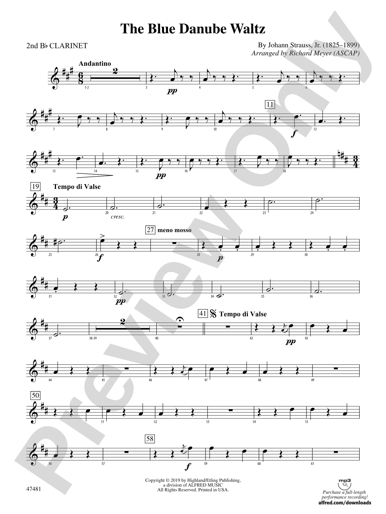 The Blue Danube Waltz: 2nd B-flat Clarinet