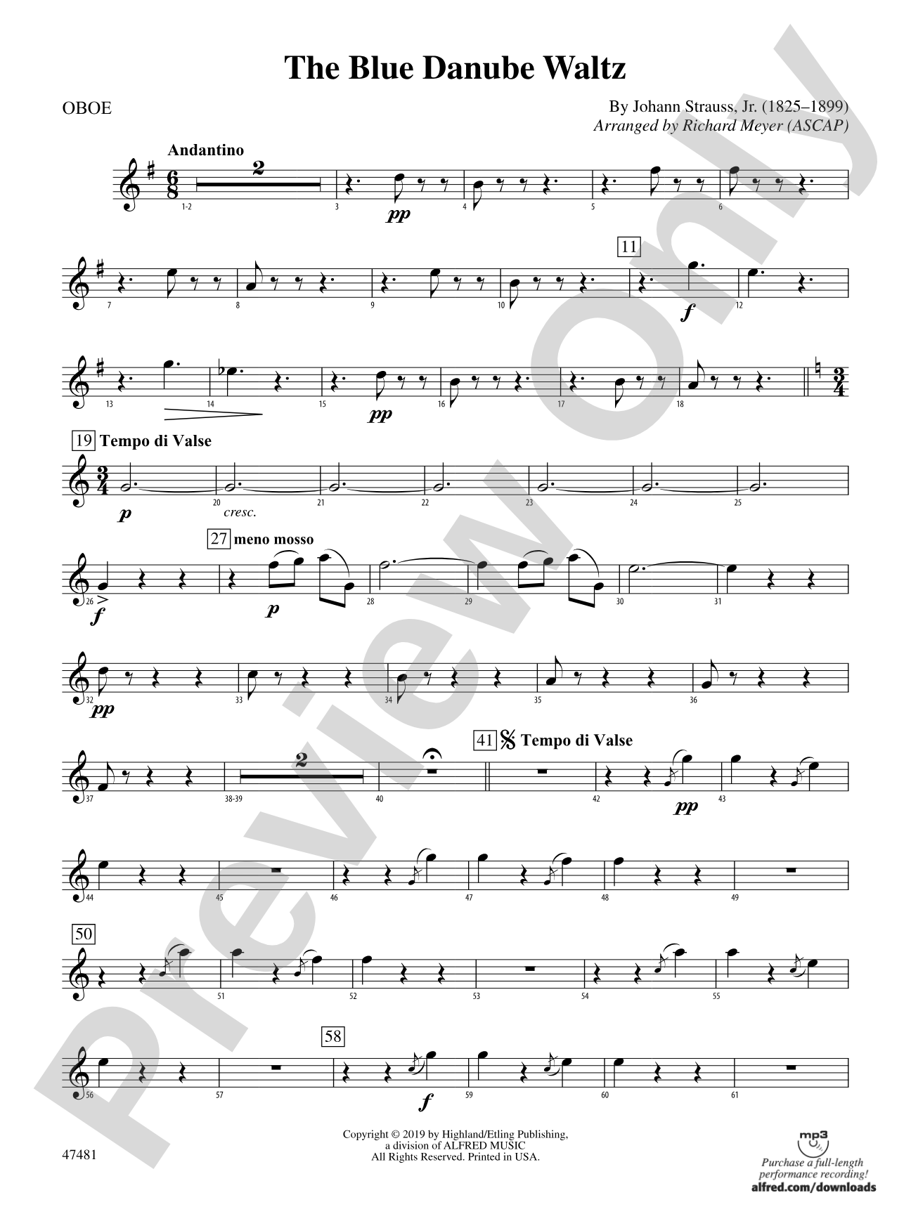 The Blue Danube Waltz: Oboe