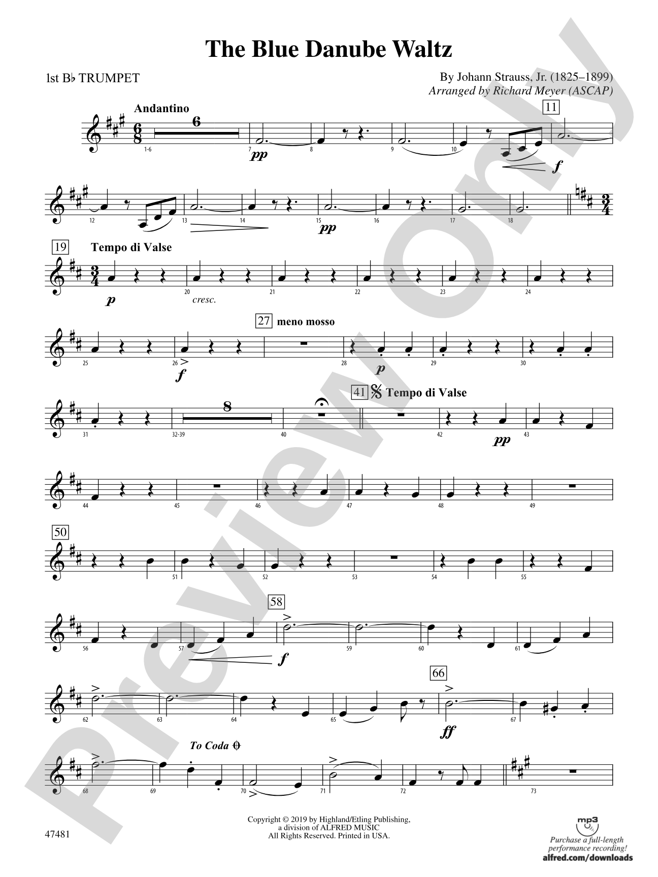 The Blue Danube Waltz: 1st B-flat Trumpet