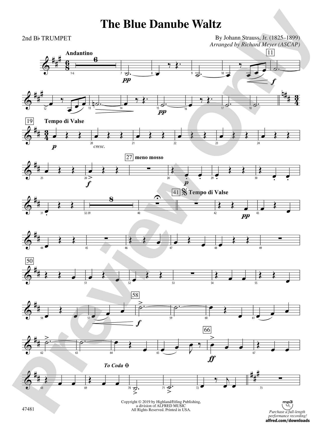 The Blue Danube Waltz: 2nd B-flat Trumpet