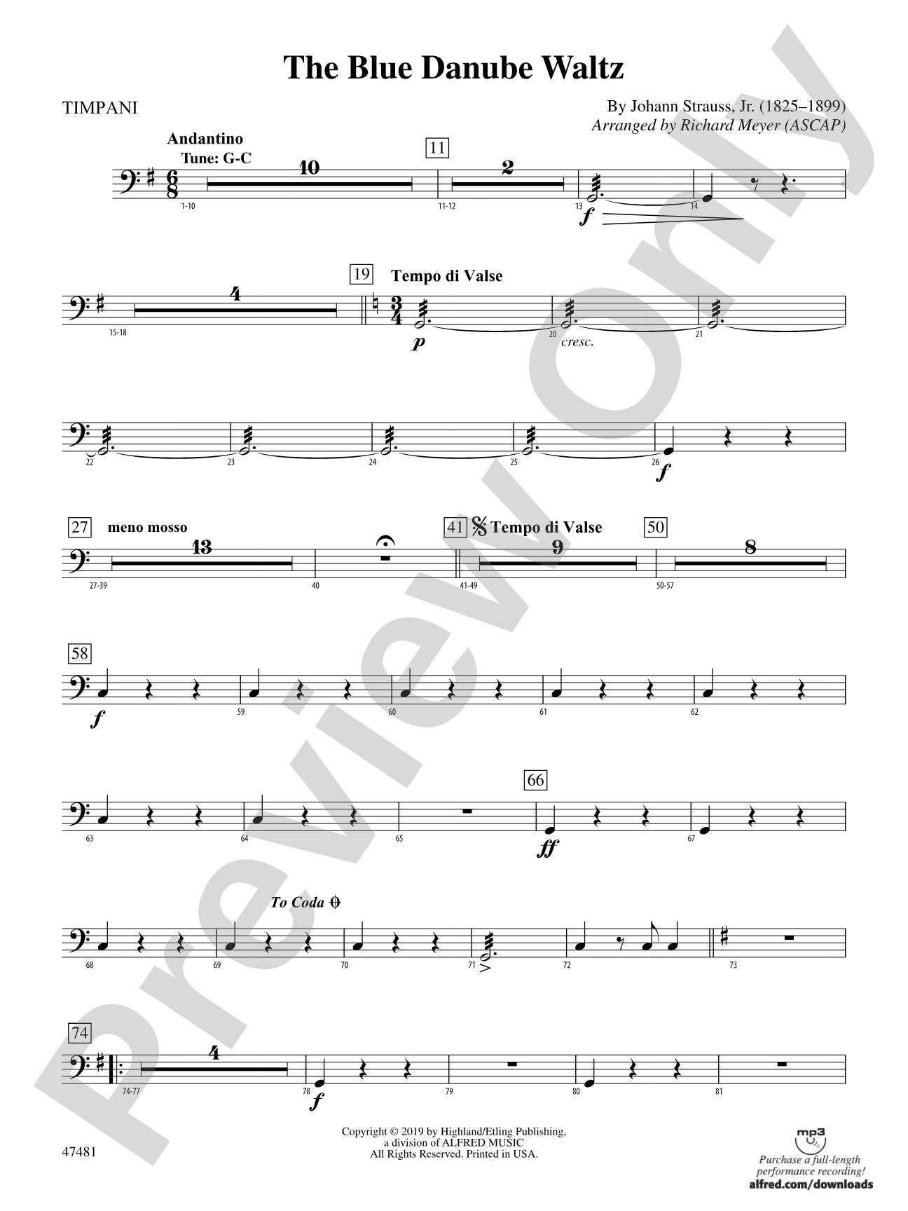 The Blue Danube Waltz: Timpani