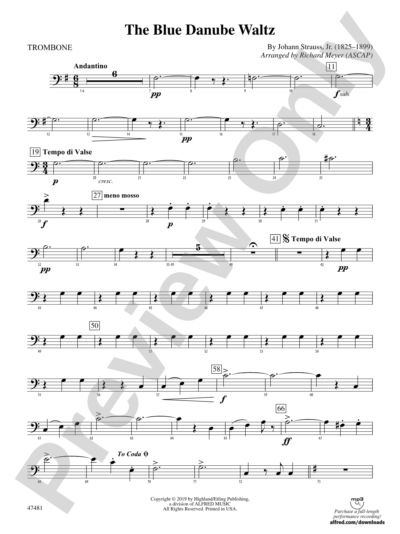 The Blue Danube Waltz: 1st Trombone