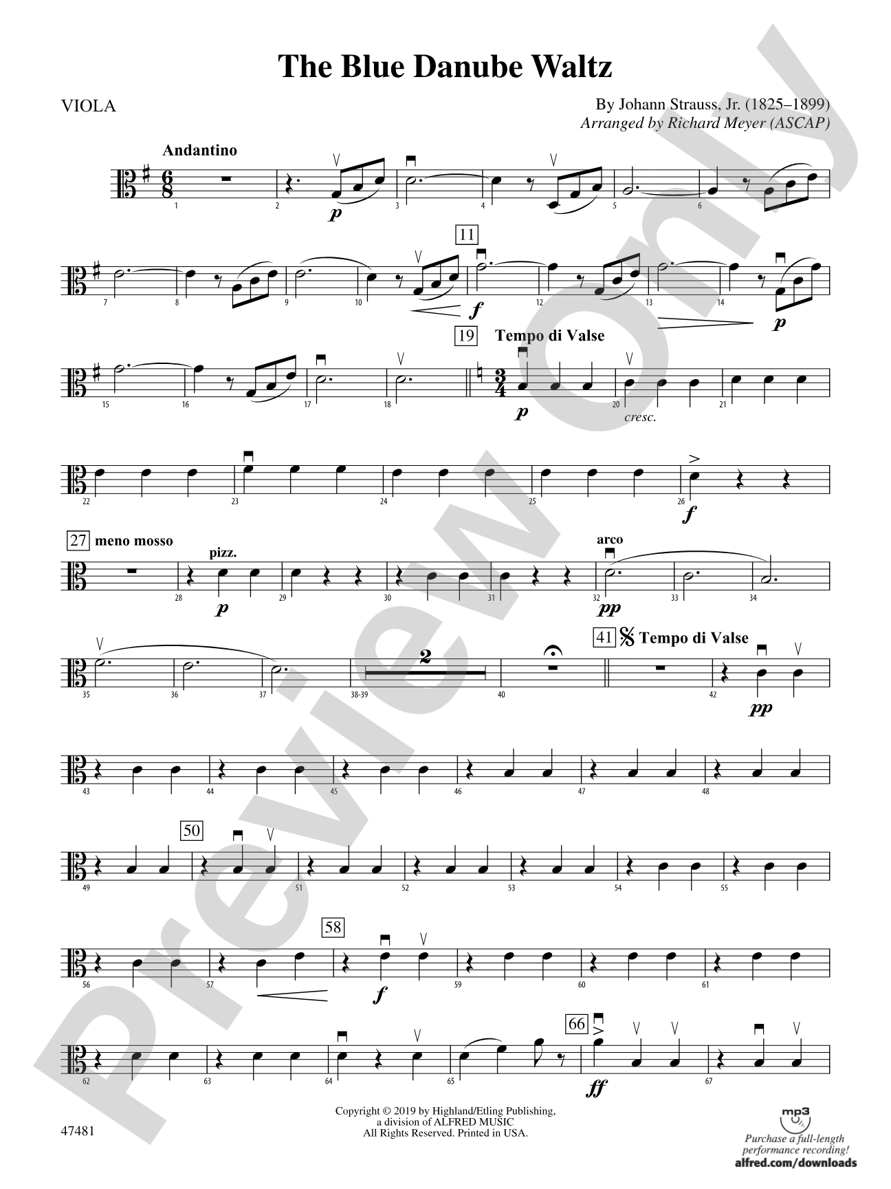 The Blue Danube Waltz: Viola