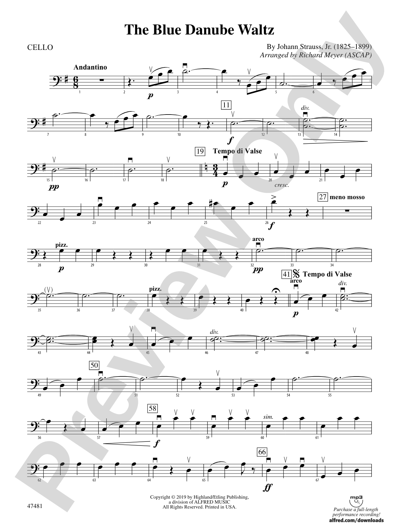 The Blue Danube Waltz: Cello