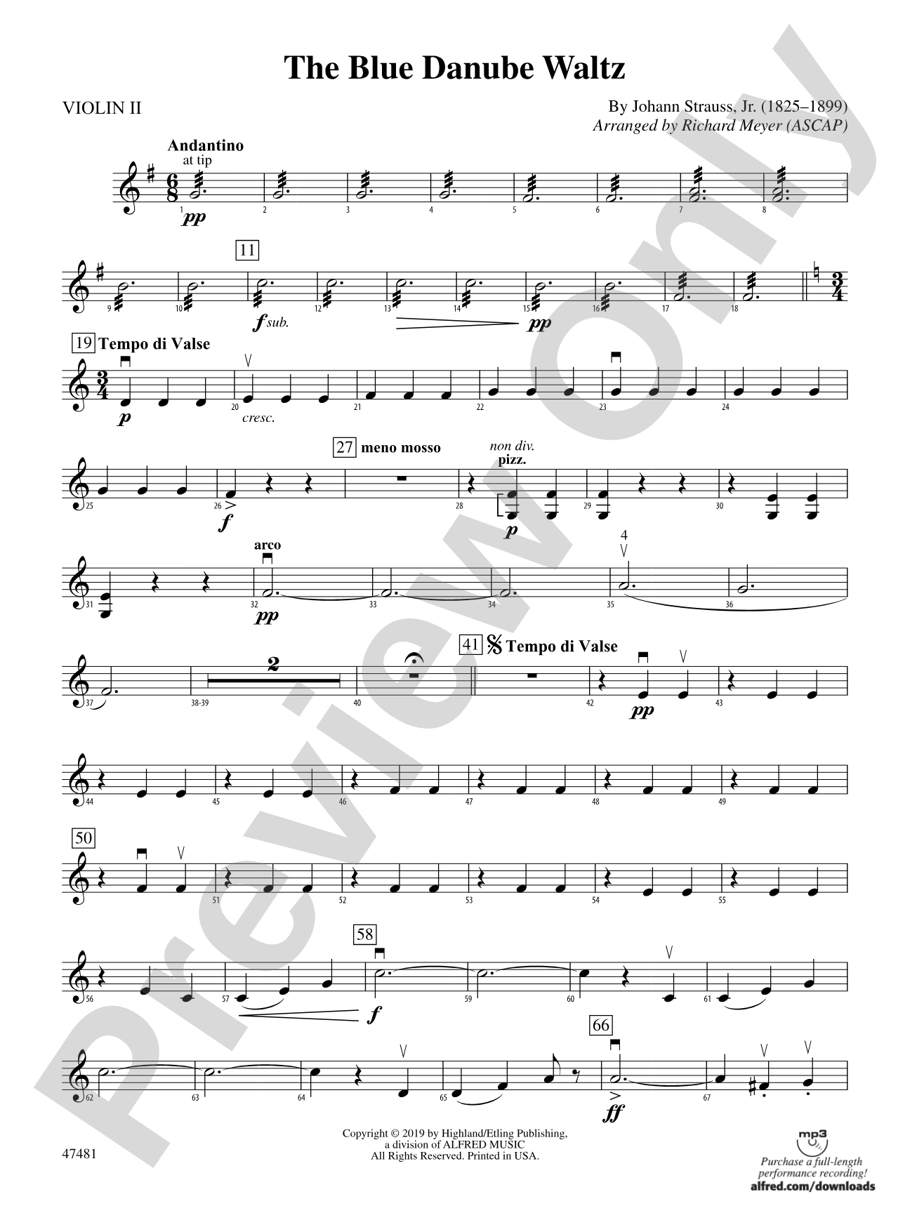 The Blue Danube Waltz: 2nd Violin