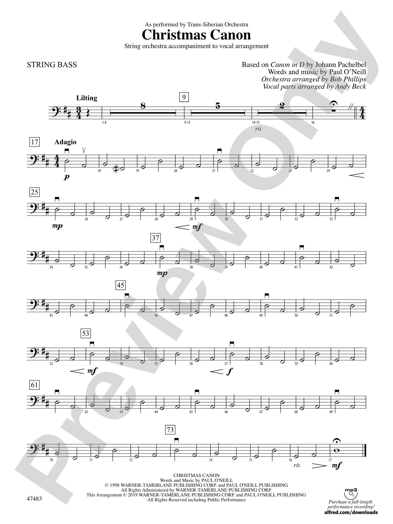 Christmas Canon: String Bass