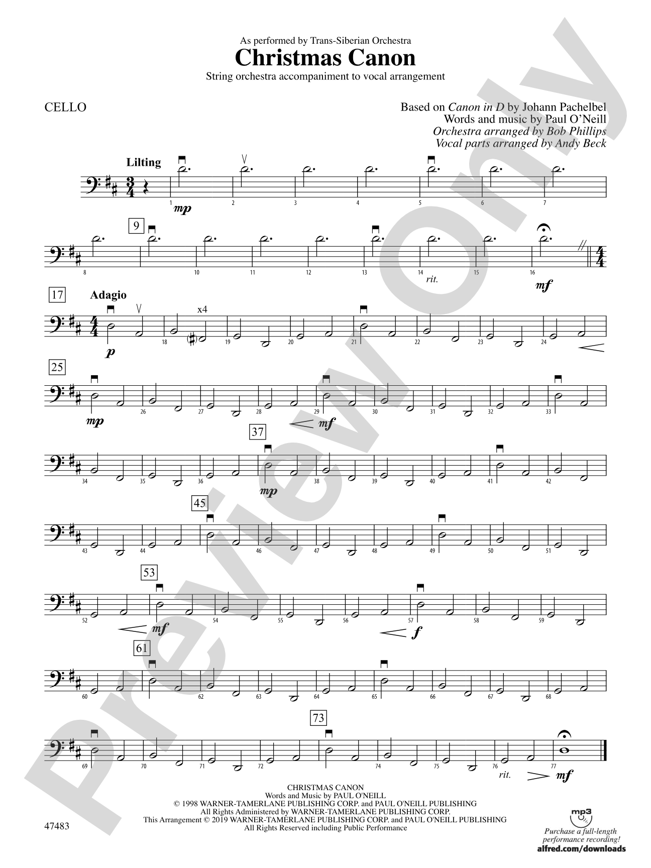 Christmas Canon: Cello