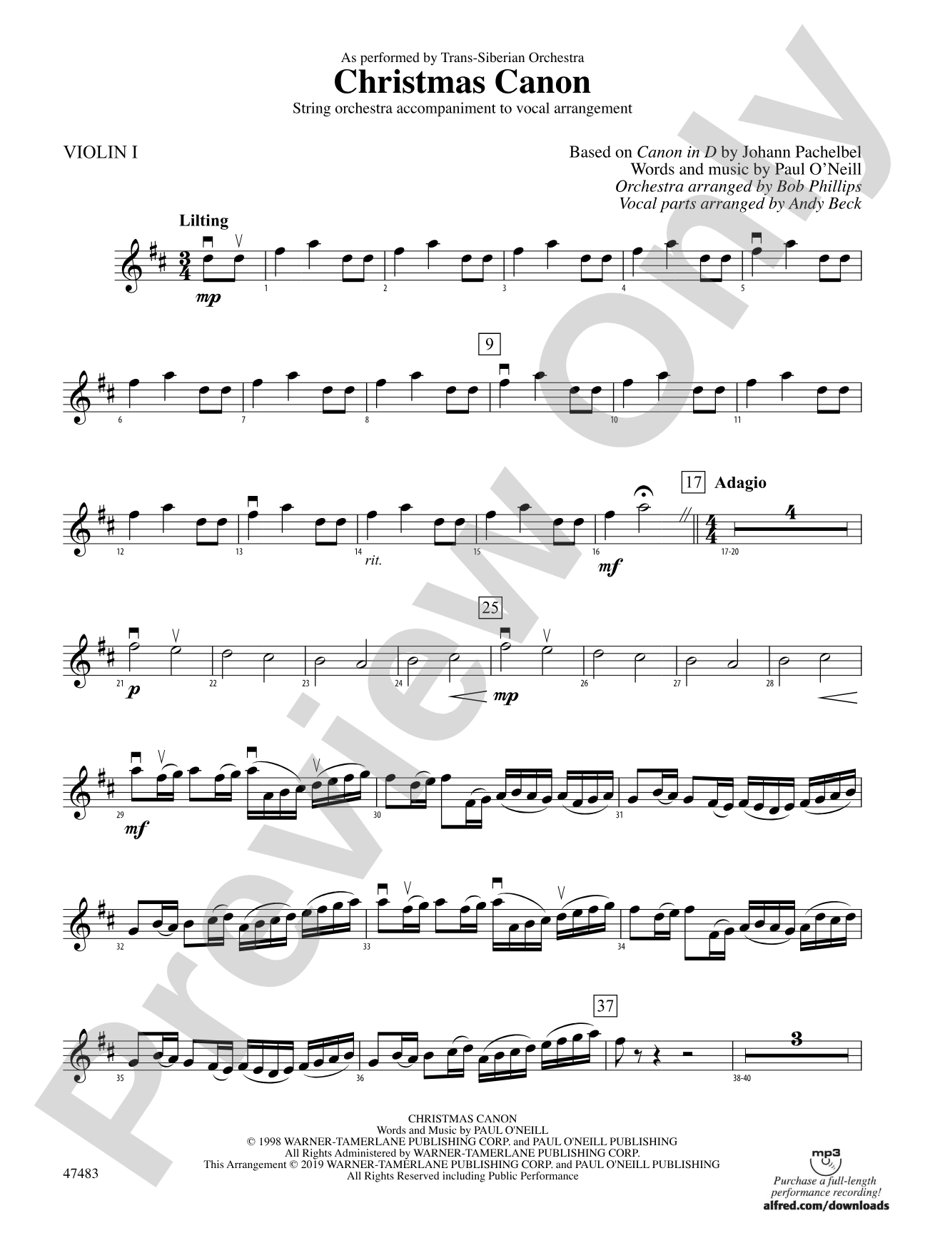 Christmas Canon: 1st Violin