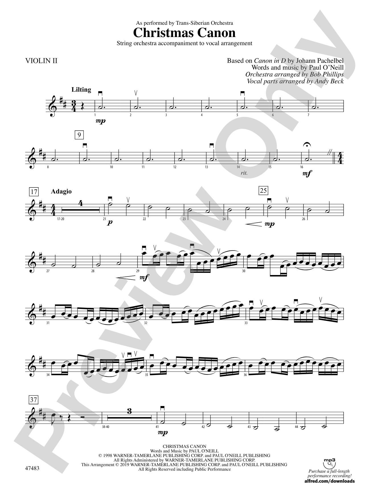 Christmas Canon: 2nd Violin