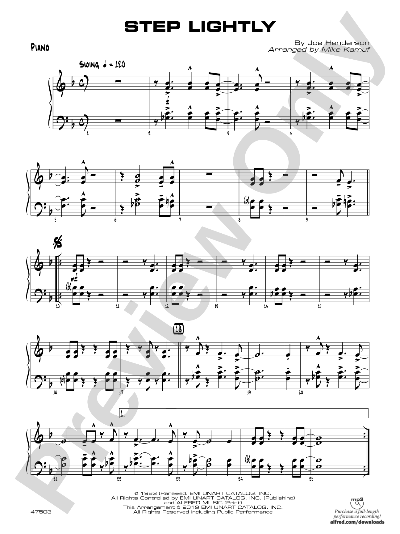 Step Lightly: Piano Accompaniment