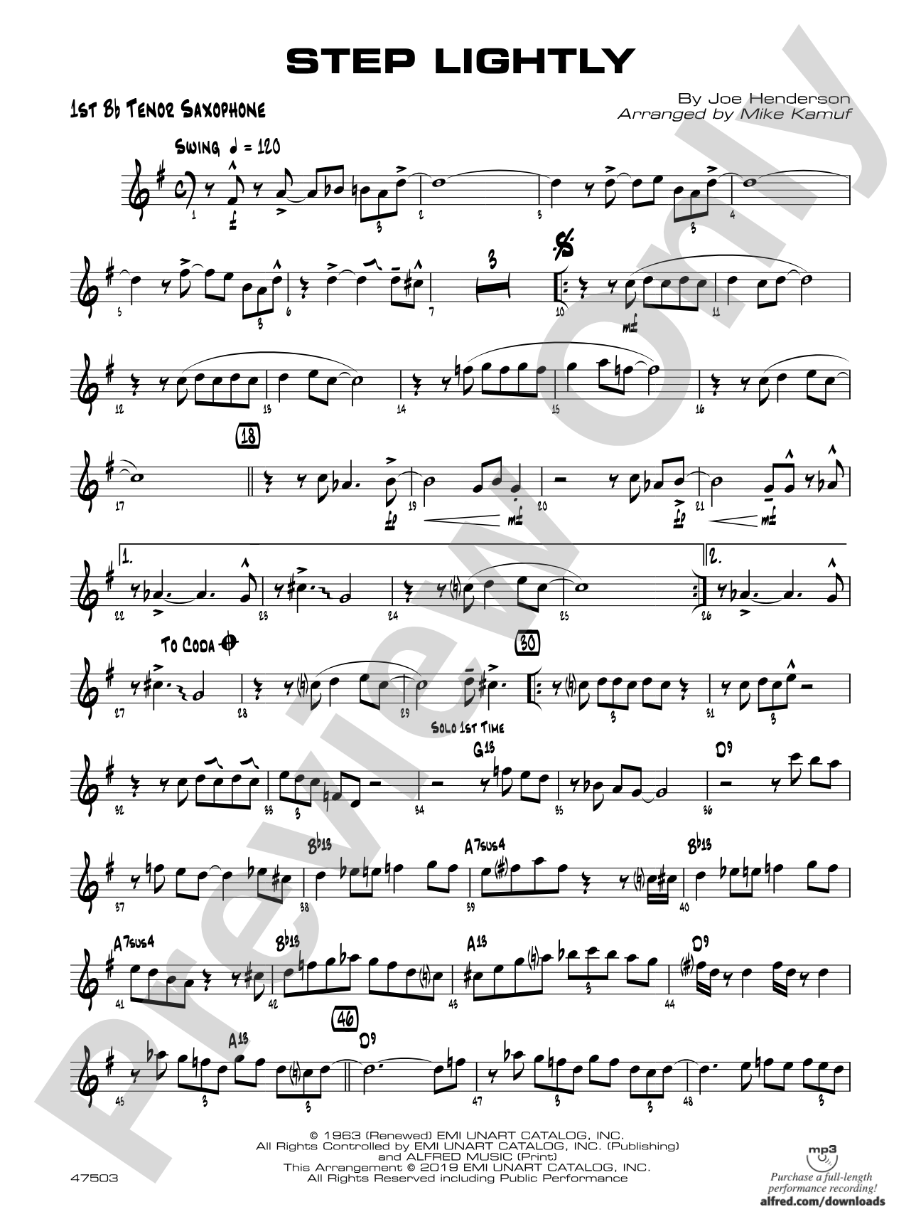 Step Lightly: B-flat Tenor Saxophone
