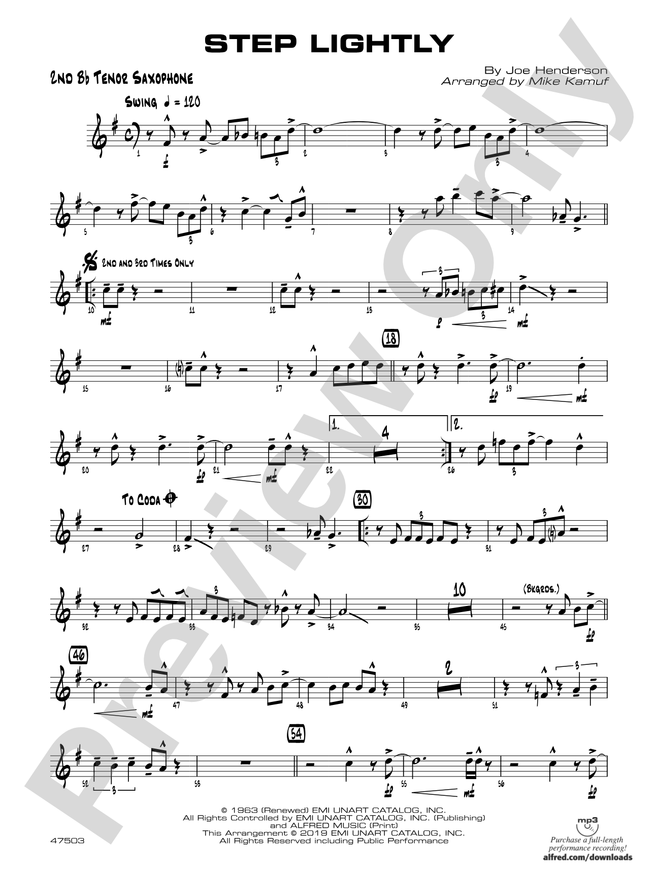 Step Lightly: 2nd B-flat Tenor Saxophone