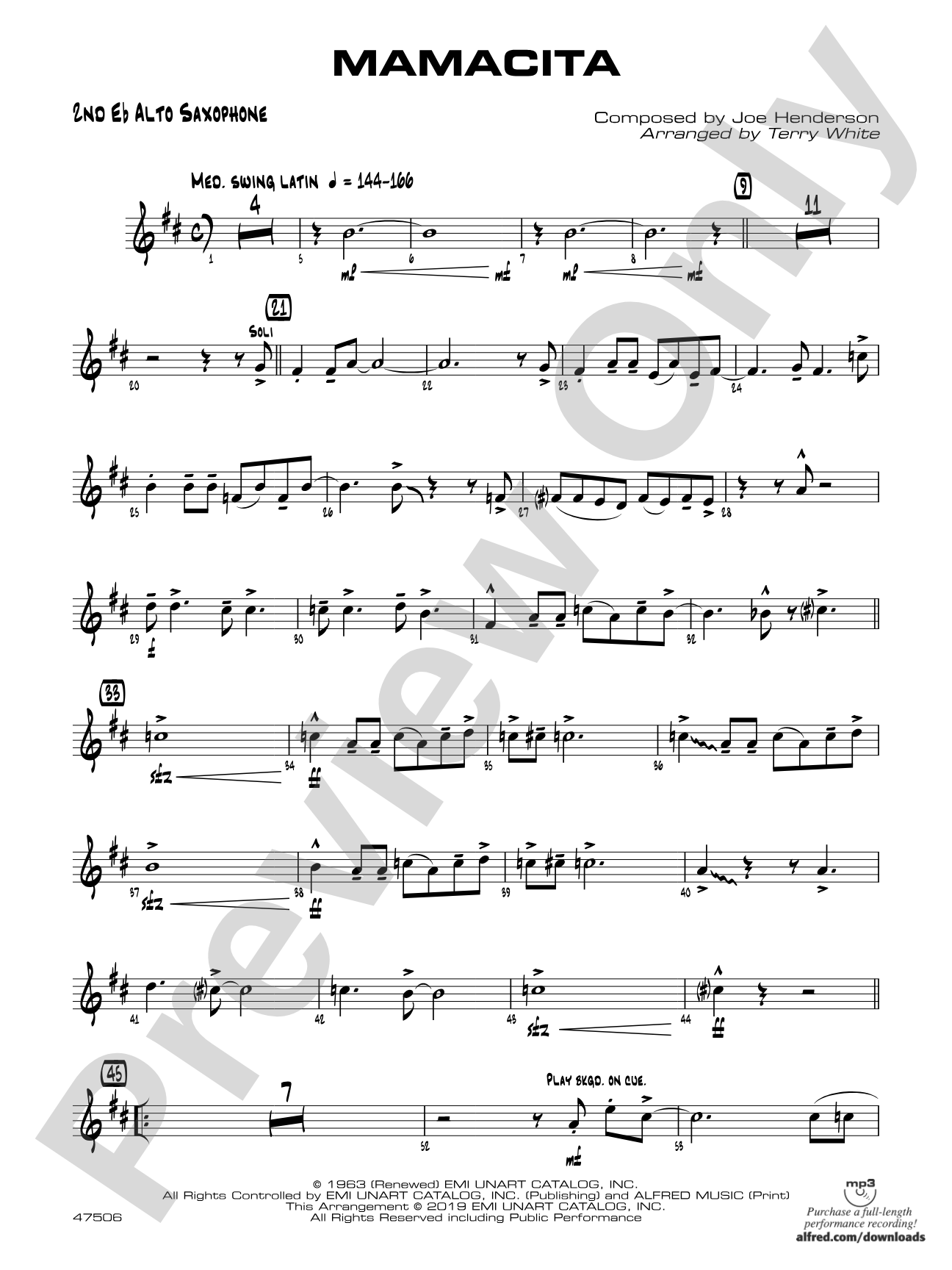 Mamacita: 2nd E-flat Alto Saxophone