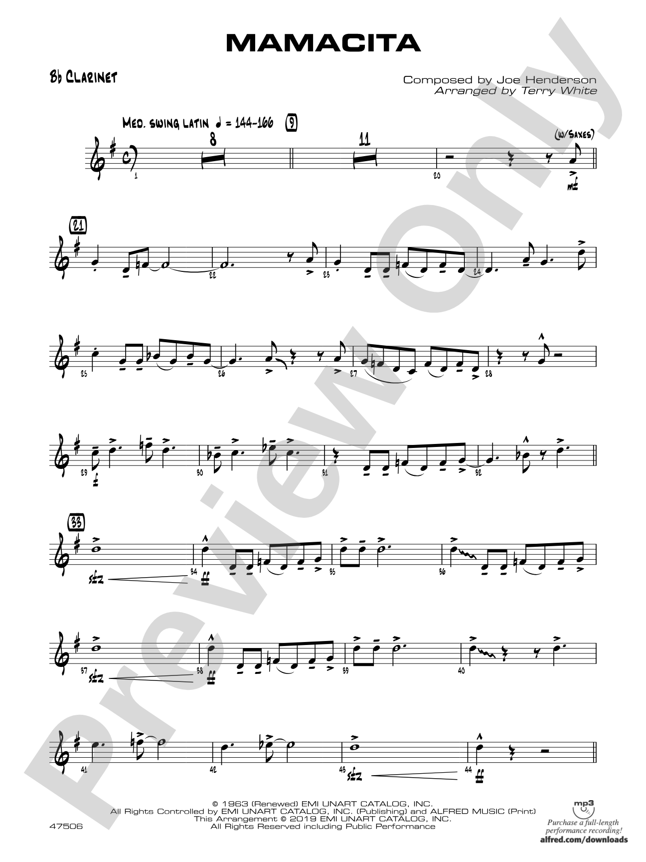 Mamacita: 1st B-flat Clarinet