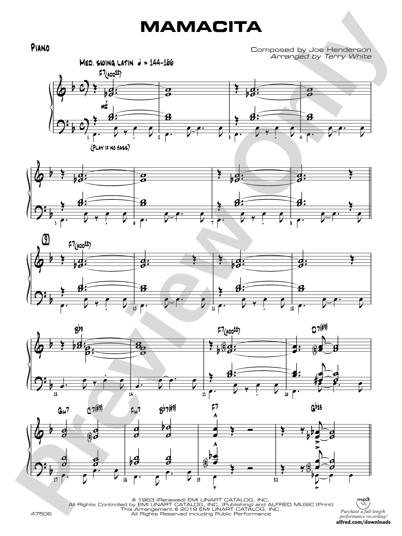 Mamacita: Piano Accompaniment