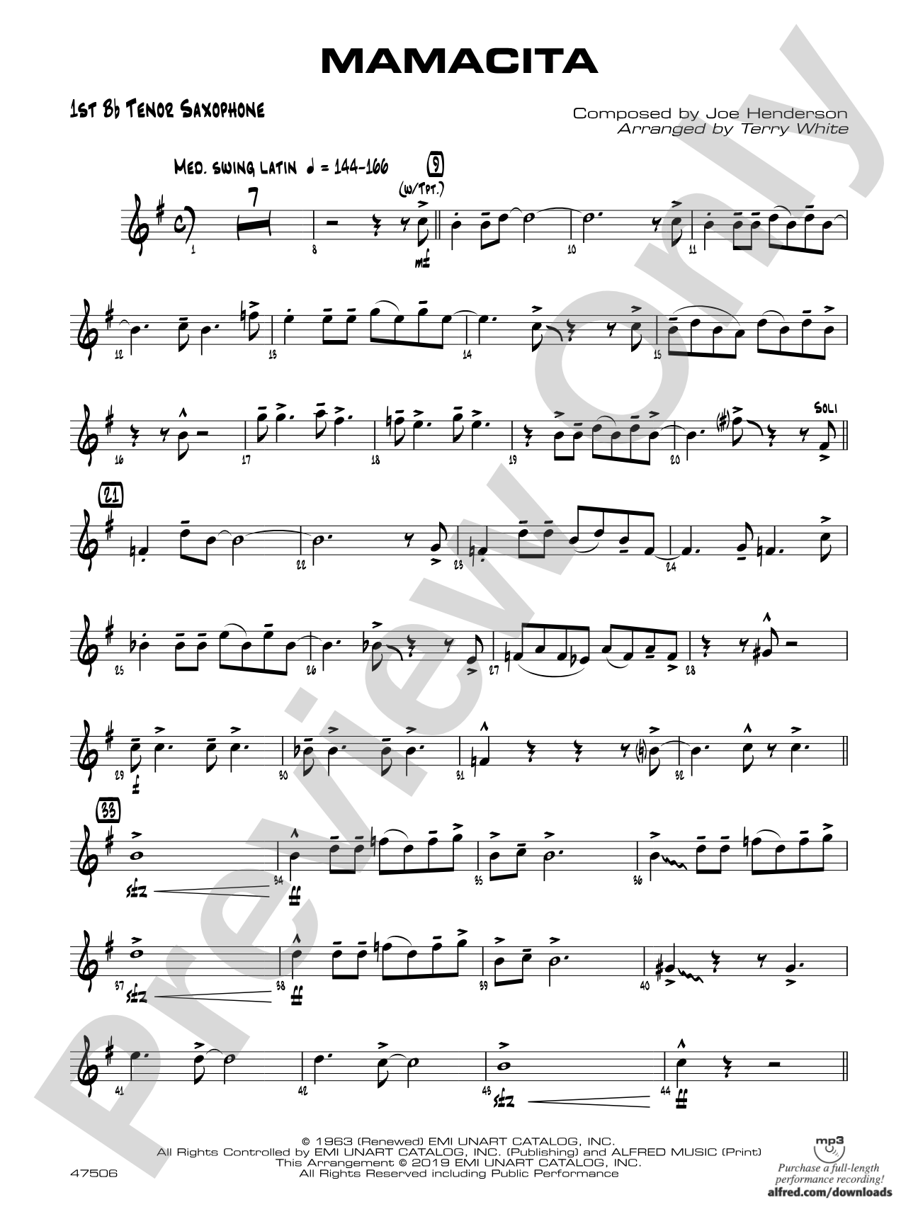 Mamacita: B-flat Tenor Saxophone