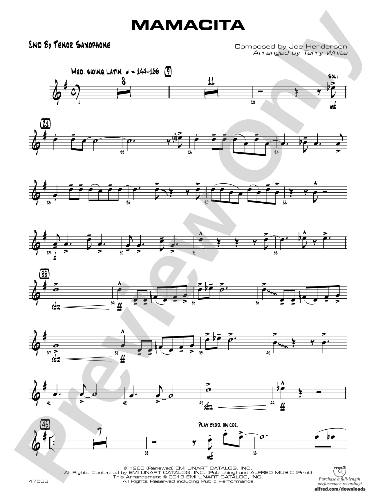 Mamacita: 2nd B-flat Tenor Saxophone