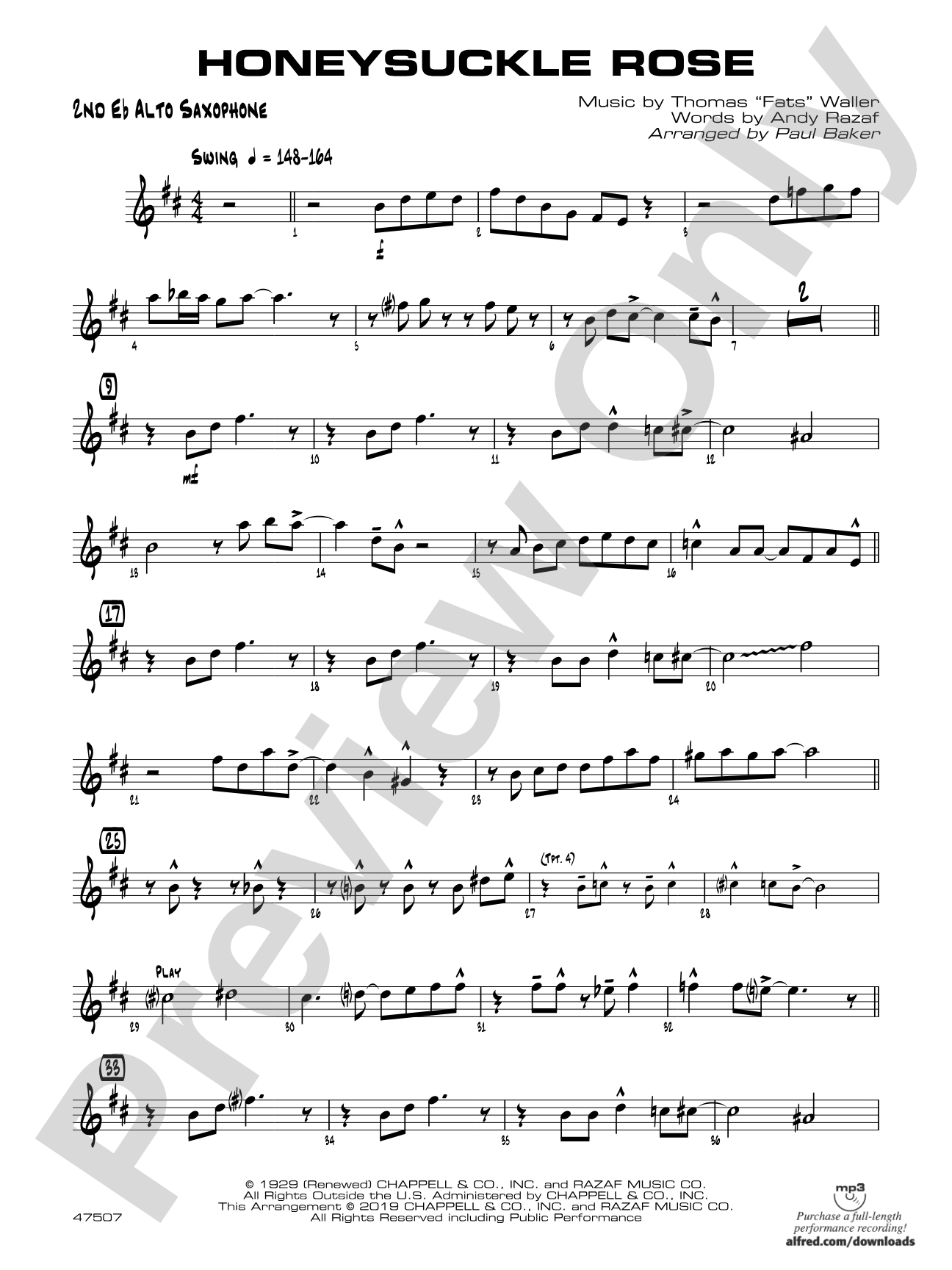 Honeysuckle Rose: 2nd E-flat Alto Saxophone