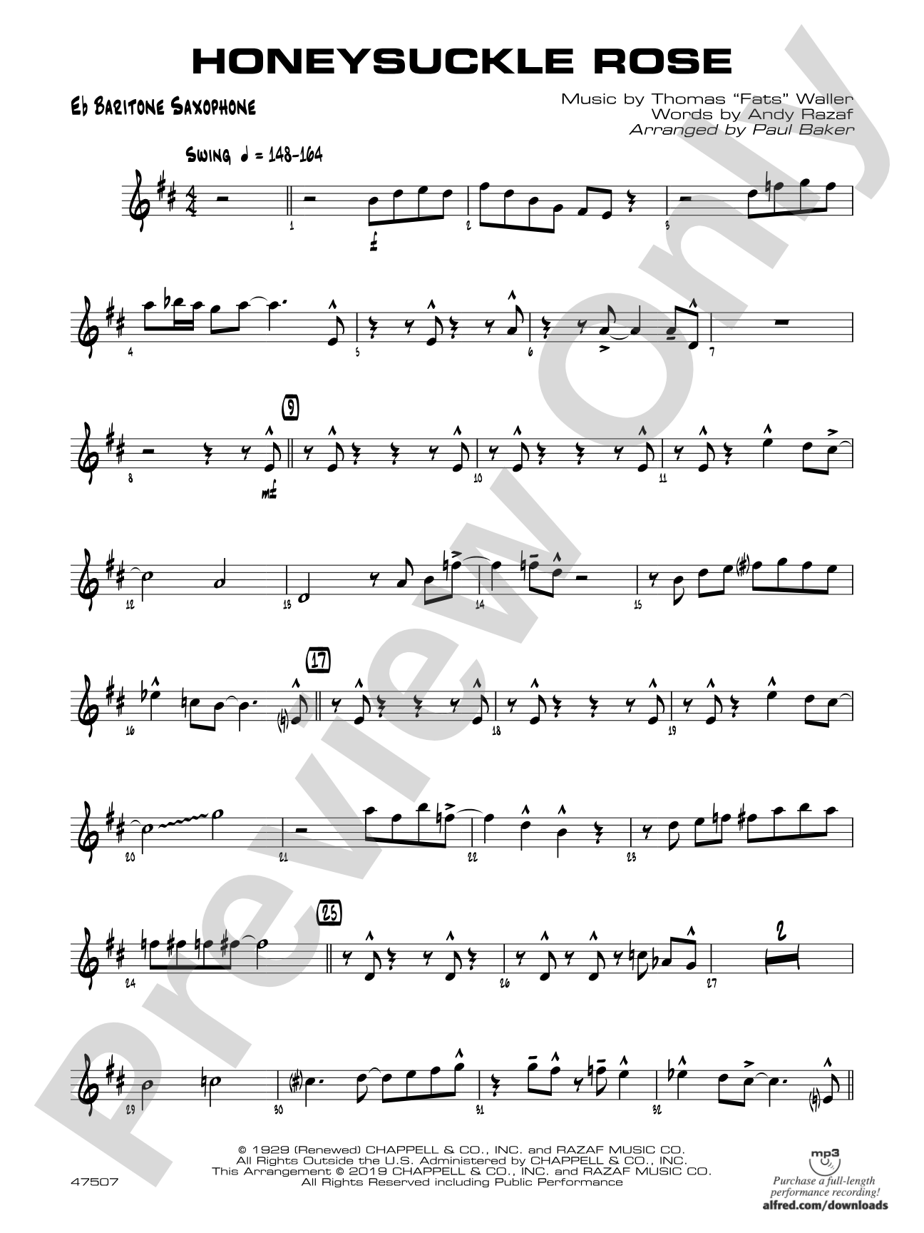 Honeysuckle Rose: E-flat Baritone Saxophone