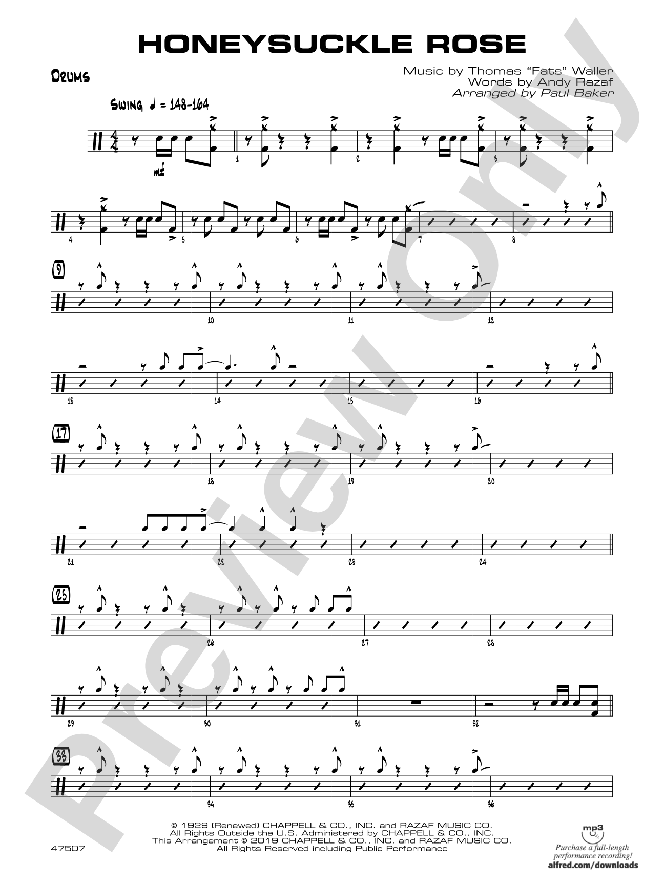 Honeysuckle Rose: Drums