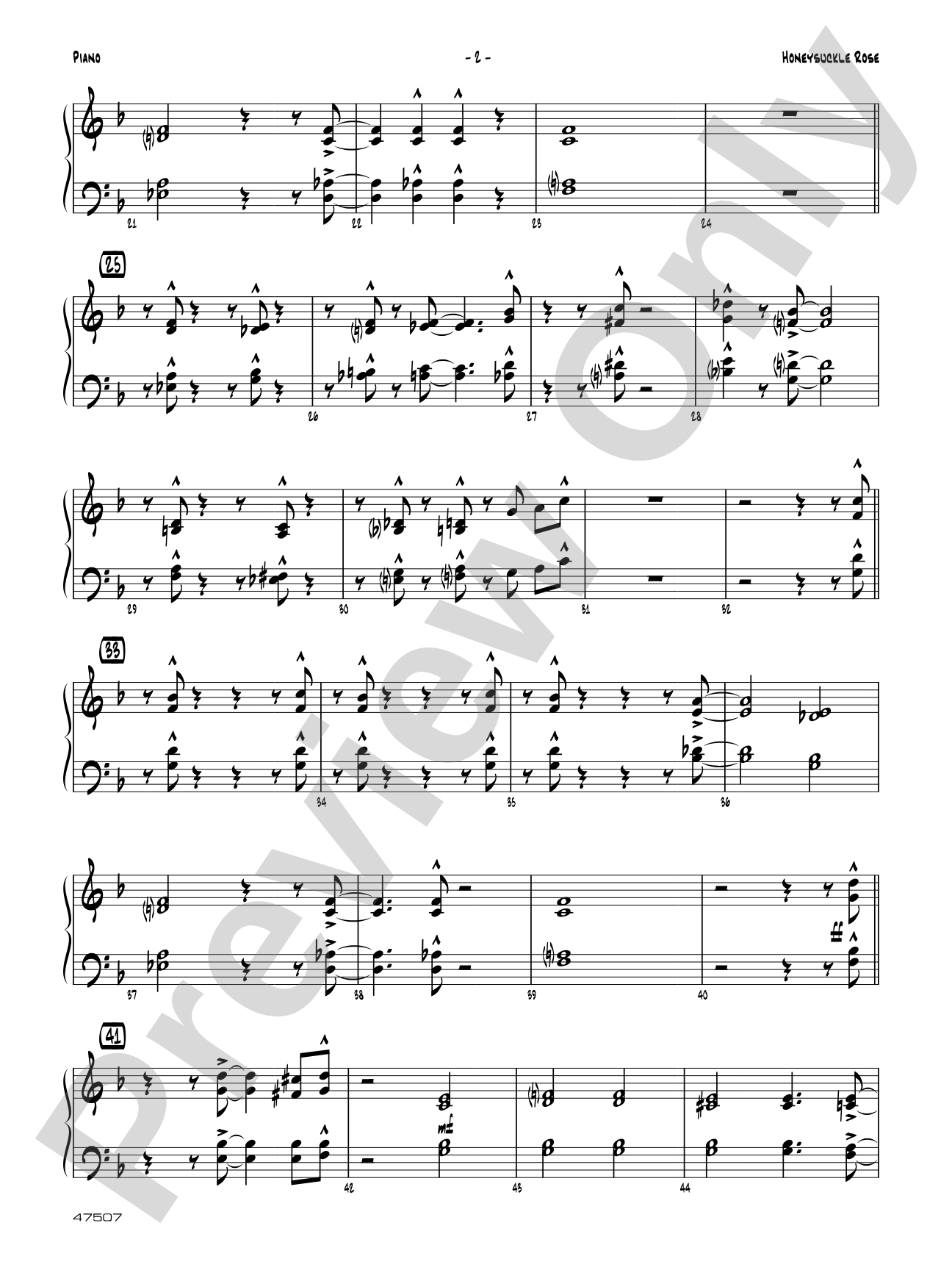 Honeysuckle Rose: Piano Accompaniment