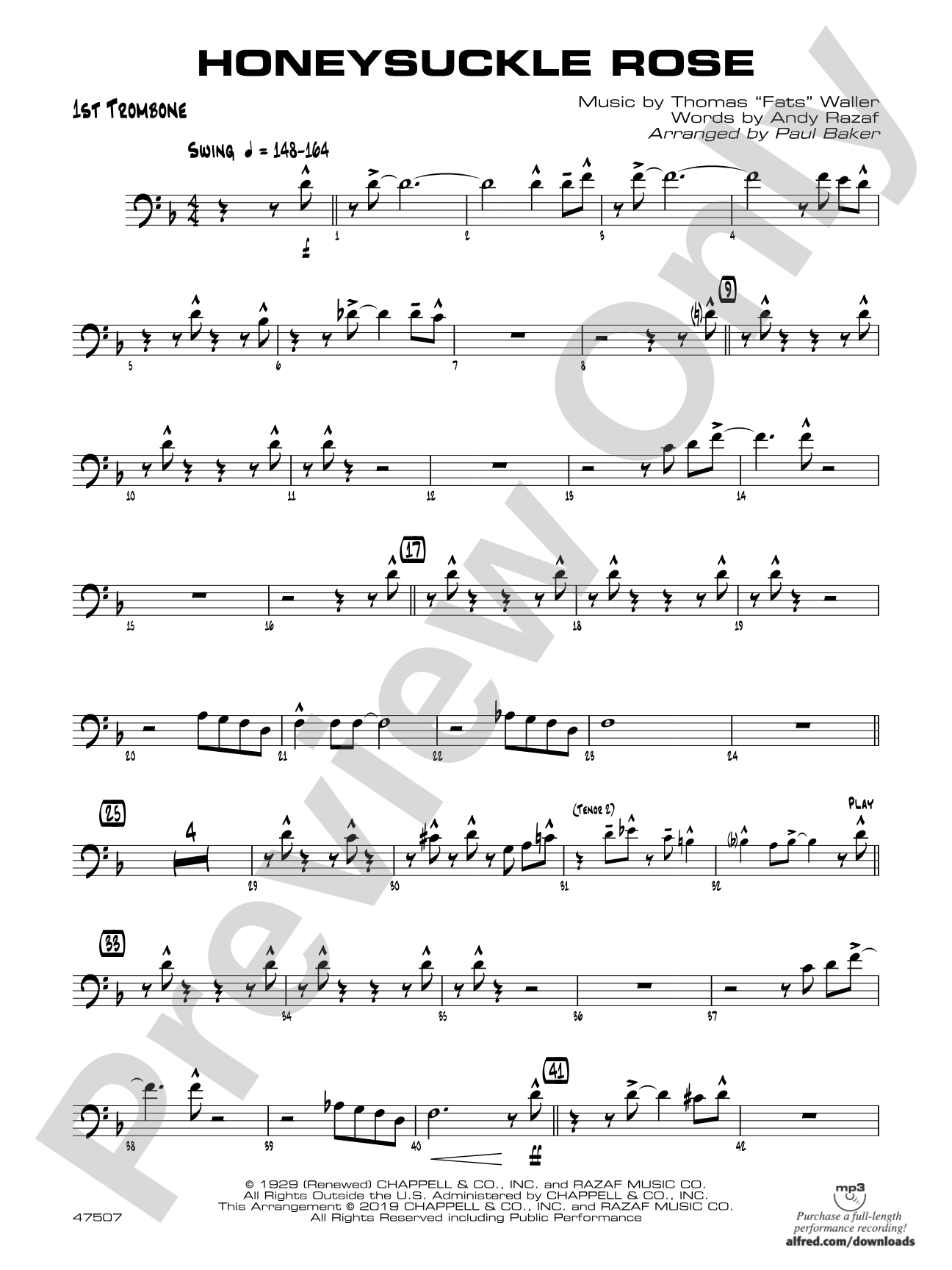 Honeysuckle Rose: 1st Trombone