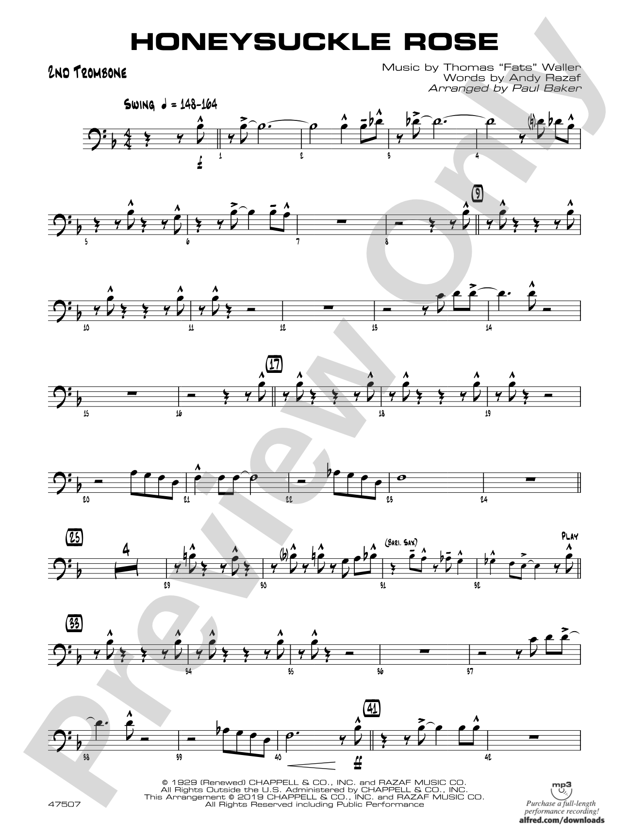 Honeysuckle Rose: 2nd Trombone