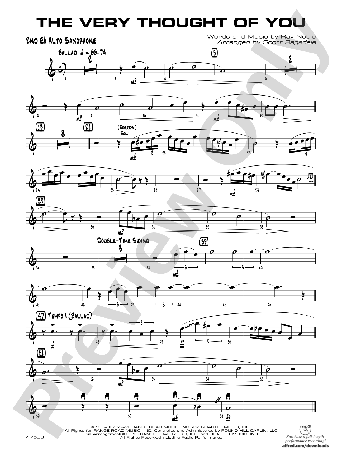 The Very Thought of You: 2nd E-flat Alto Saxophone