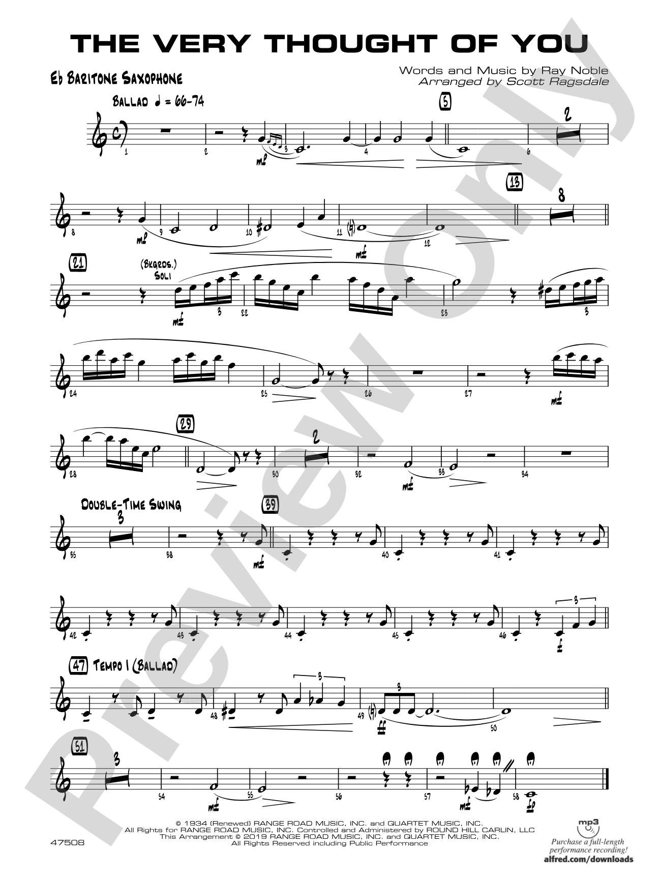 The Very Thought of You: E-flat Baritone Saxophone