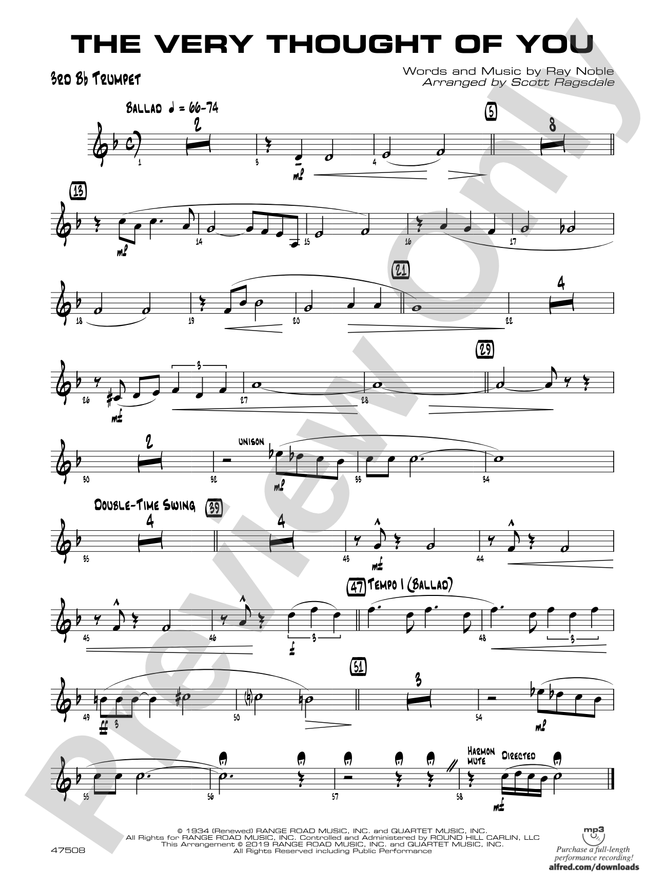 The Very Thought of You: 3rd B-flat Trumpet