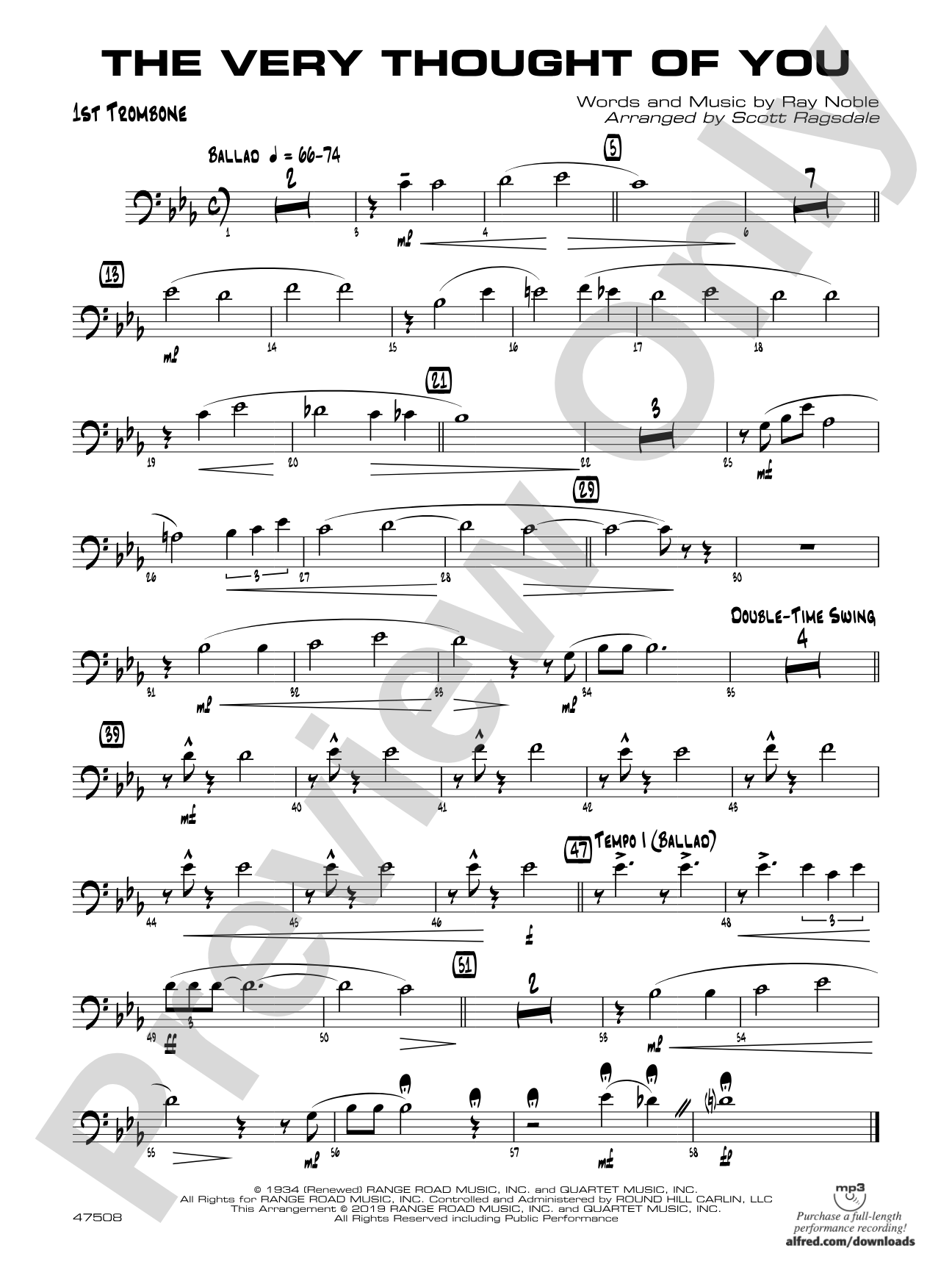 The Very Thought of You: 1st Trombone