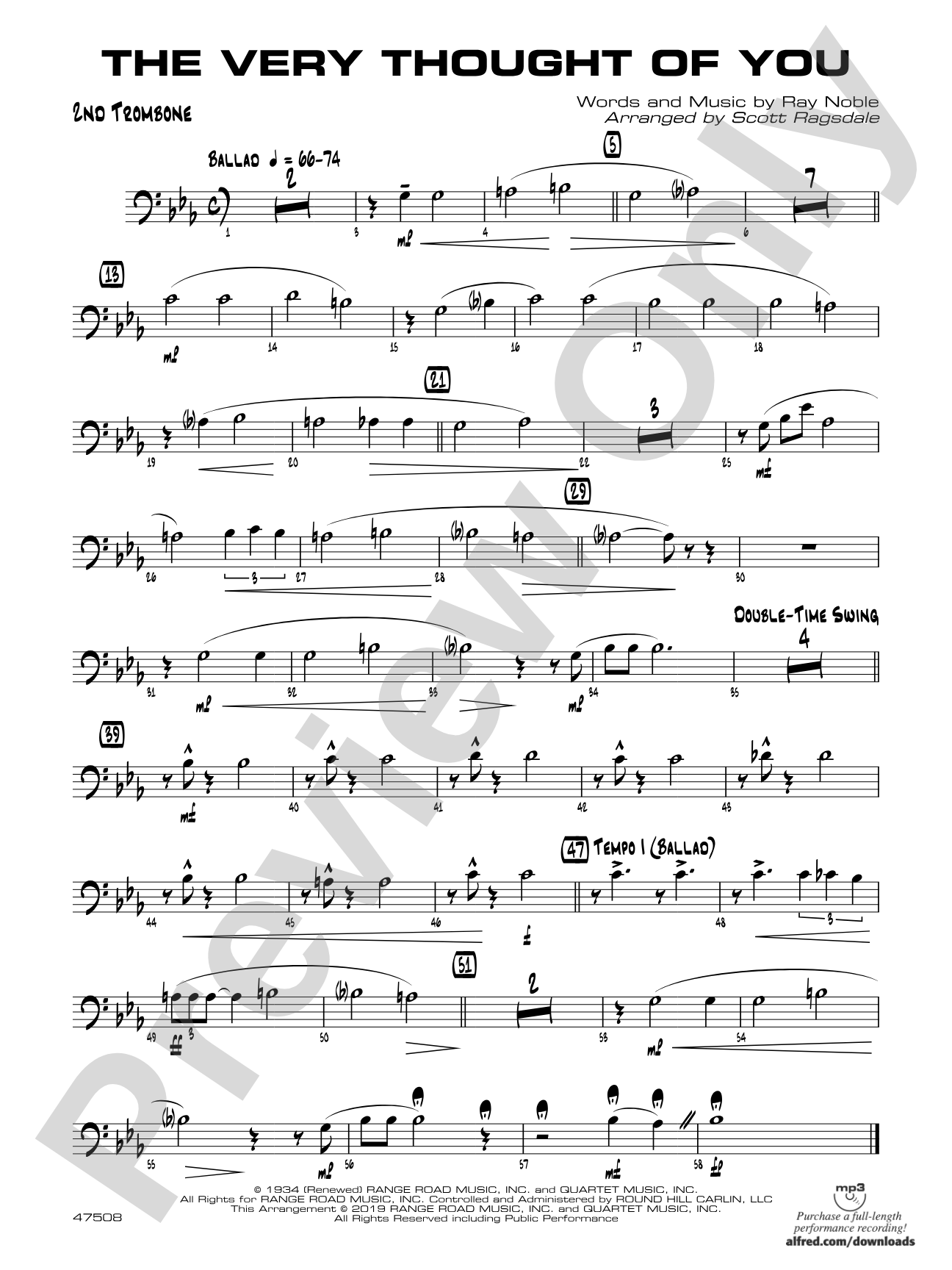The Very Thought of You: 2nd Trombone