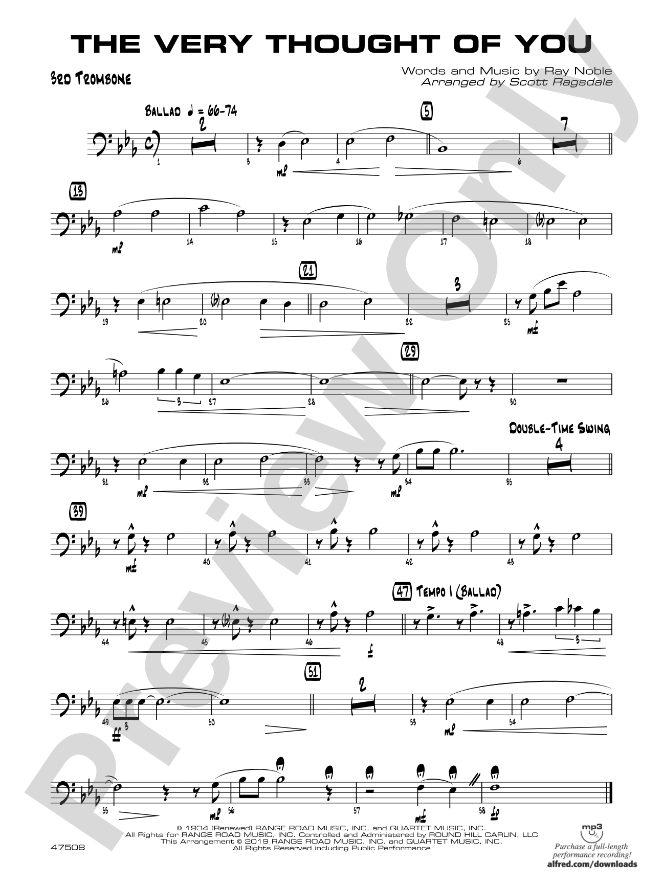 The Very Thought of You: 3rd Trombone