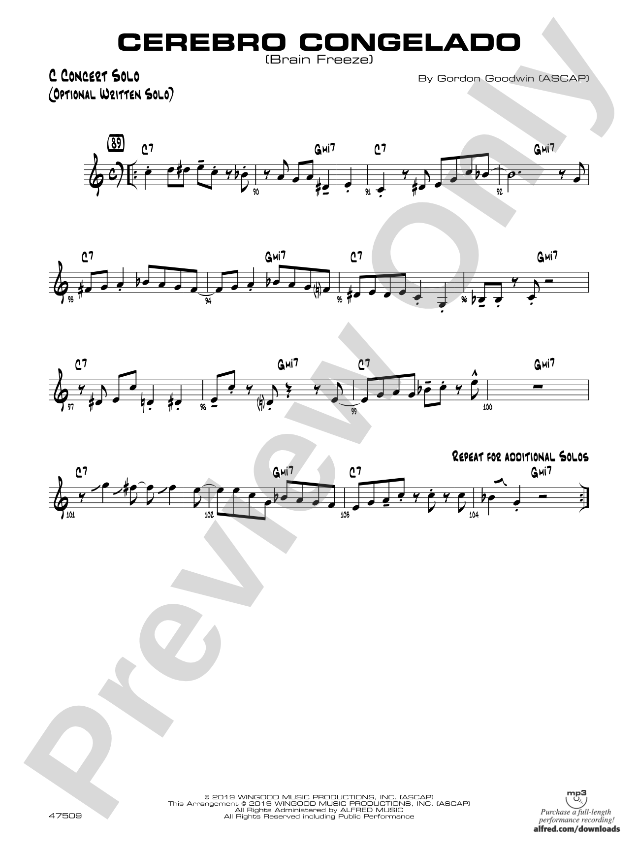 Cerebro Congelado: C Concert Solo
