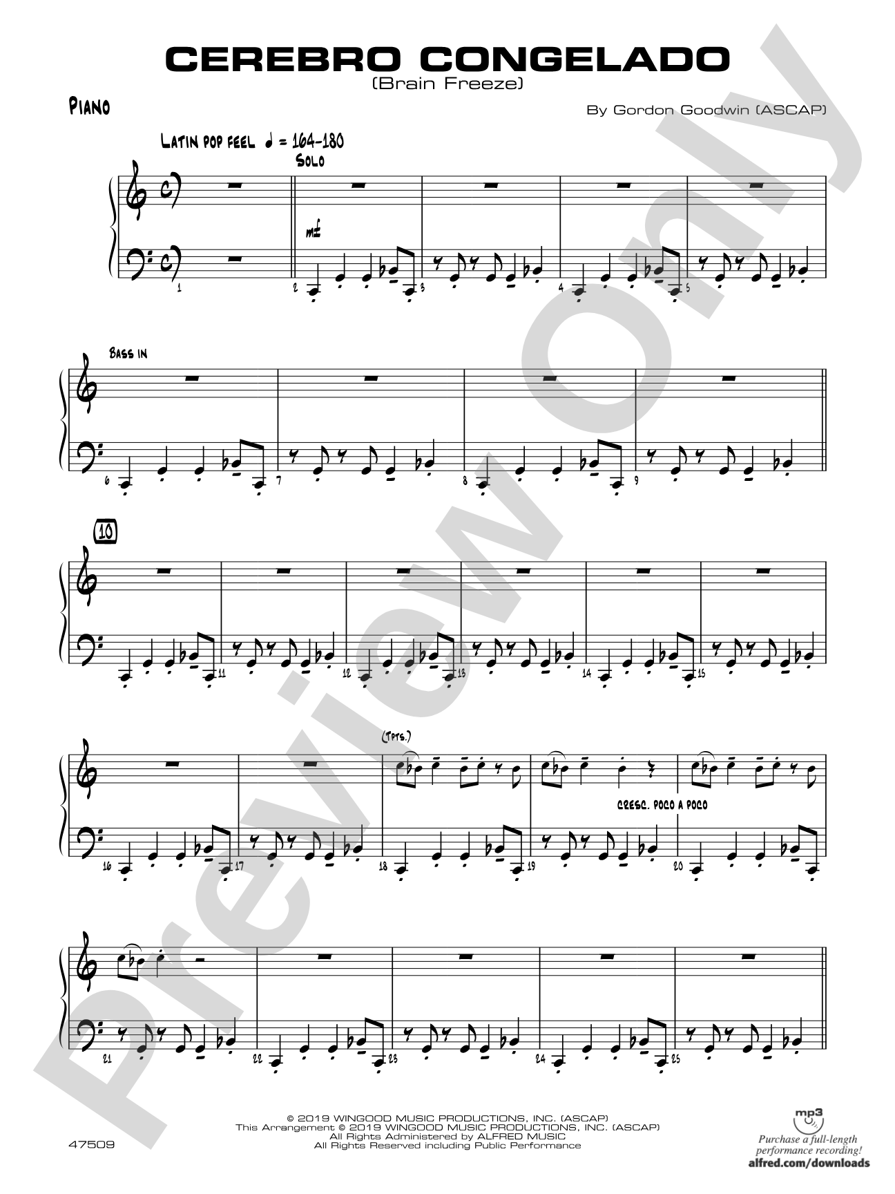 Cerebro Congelado: Piano Accompaniment