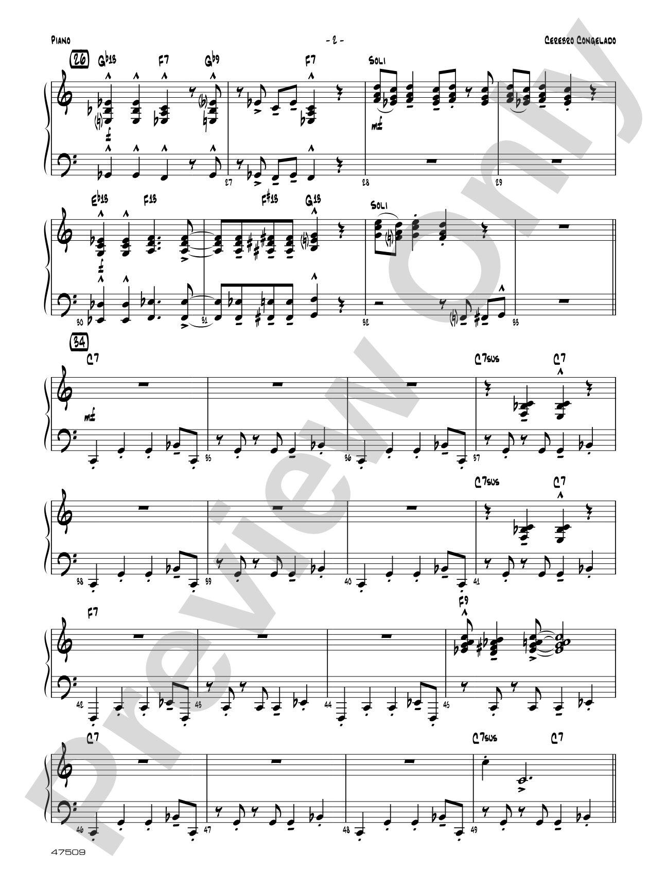 Cerebro Congelado: Piano Accompaniment