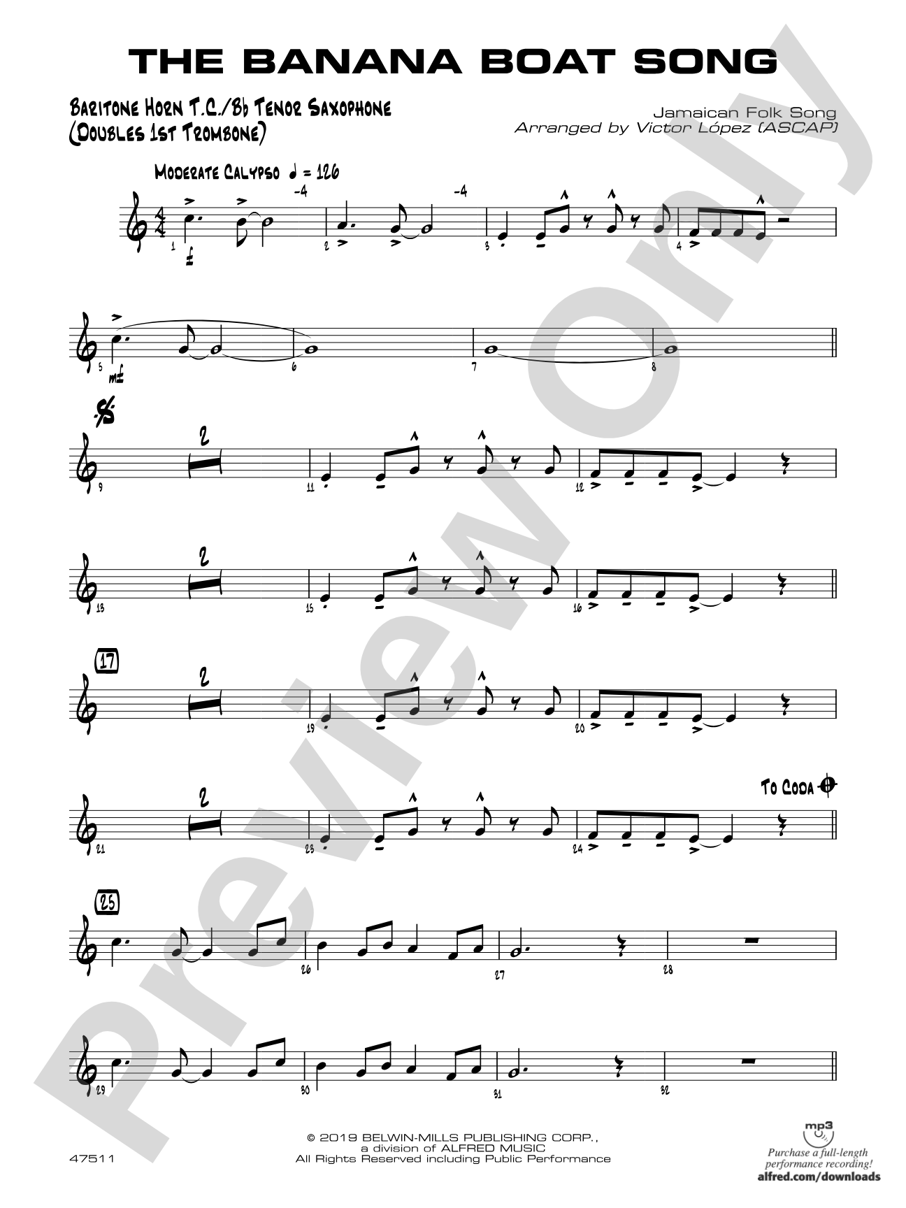 The Banana Boat Song: Baritone T.C.