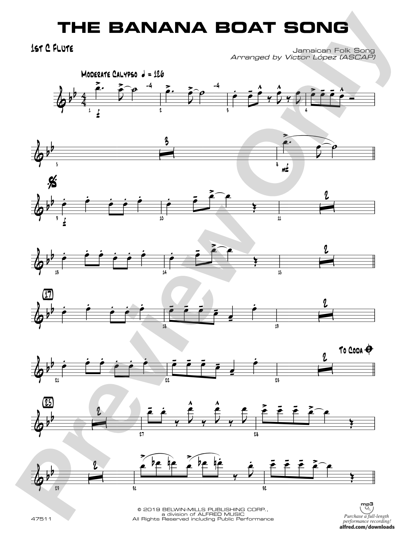 The Banana Boat Song: Flute