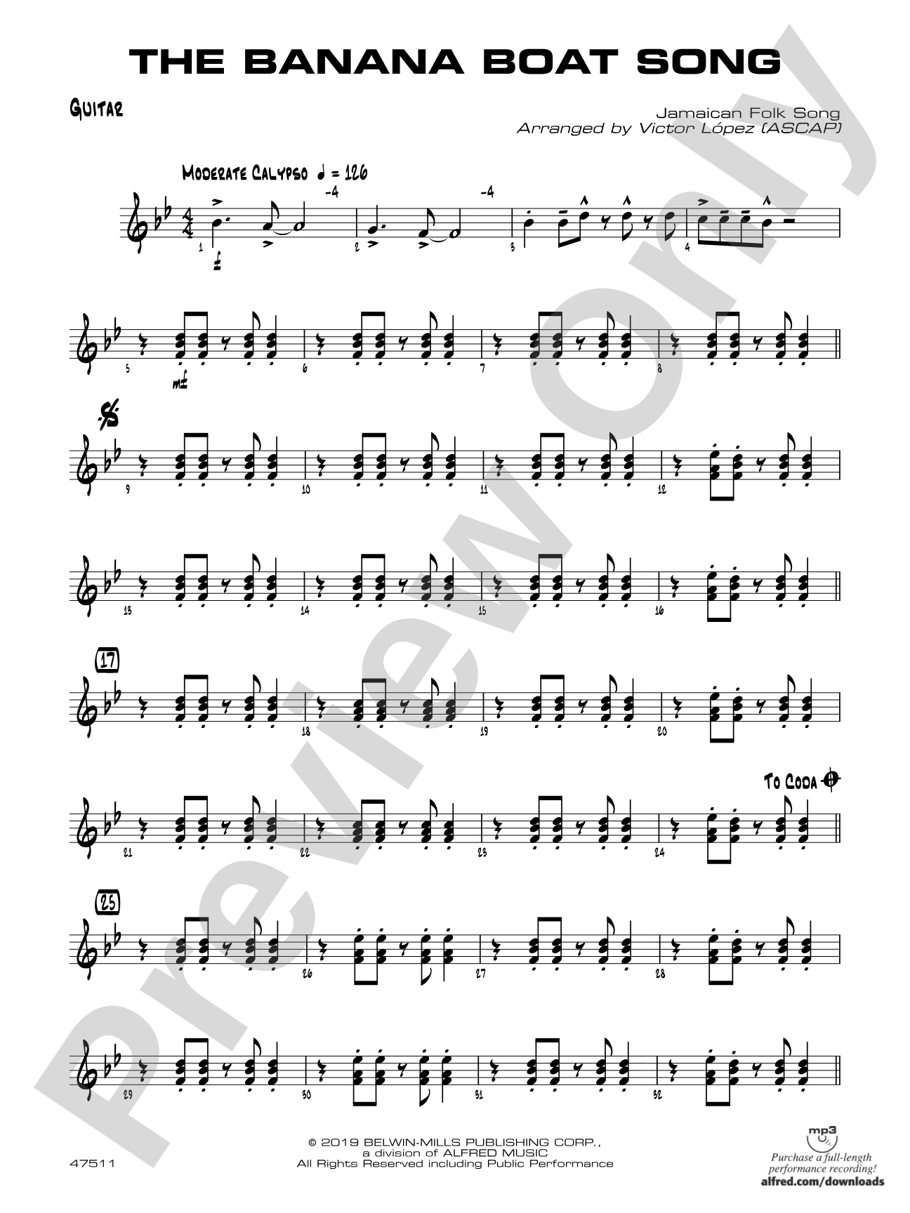 The Banana Boat Song: Guitar