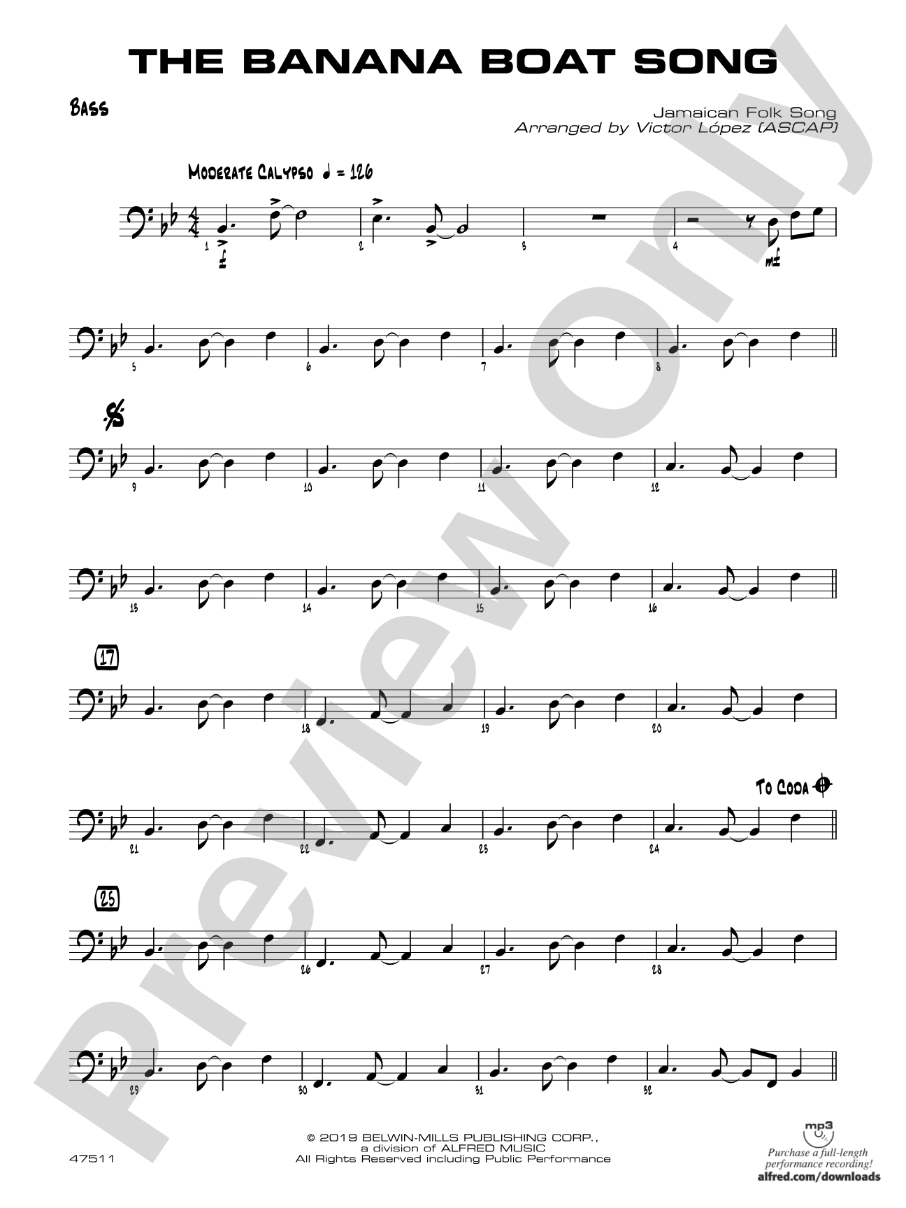 The Banana Boat Song: String Bass