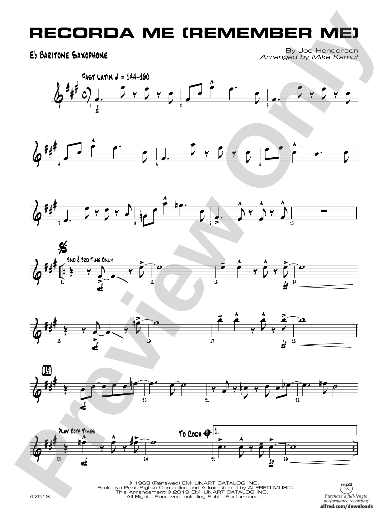 Recorda Me: E-flat Baritone Saxophone